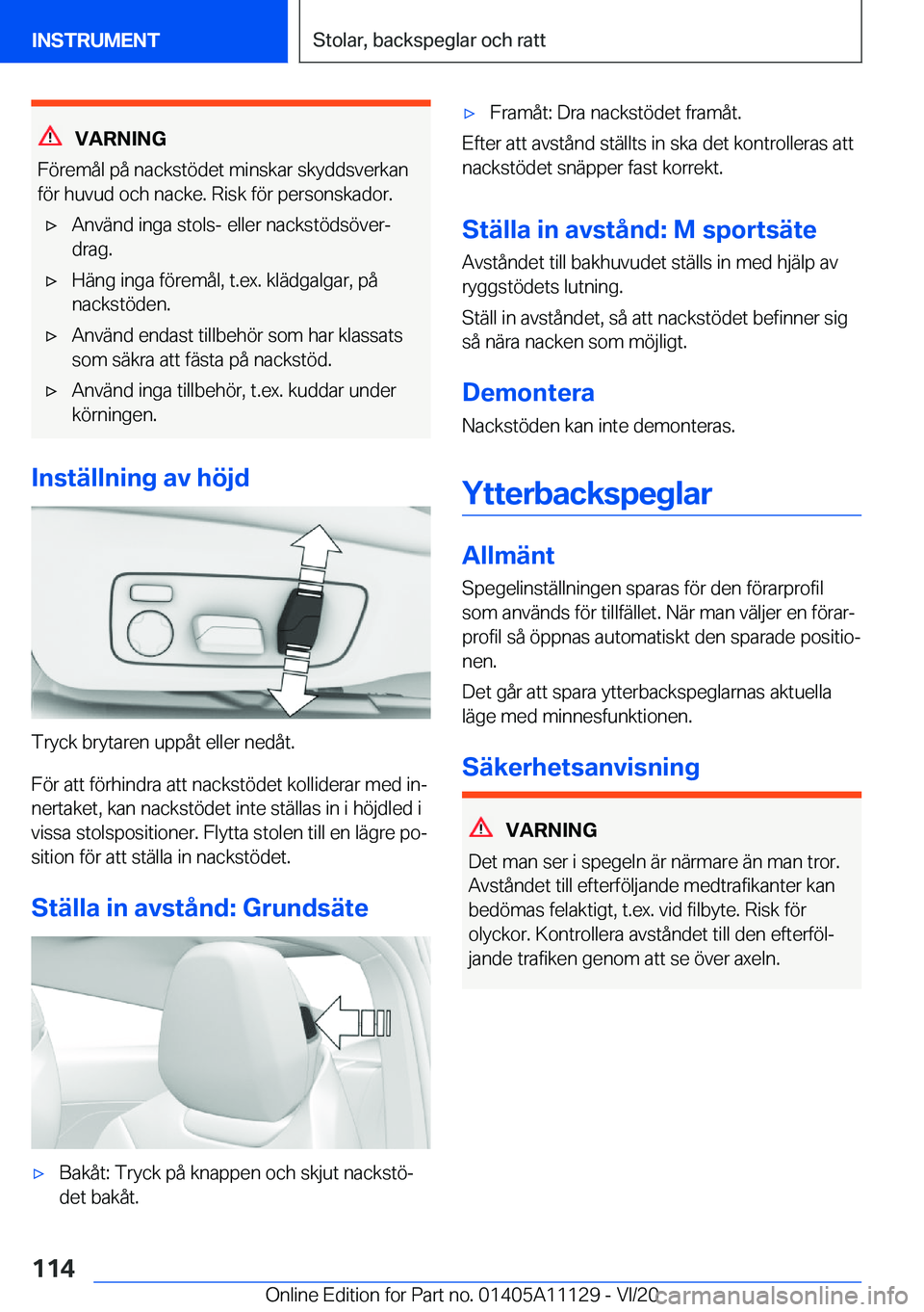 BMW 8 SERIES COUPE 2021  InstruktionsbÖcker (in Swedish) �V�A�R�N�I�N�G
�F�