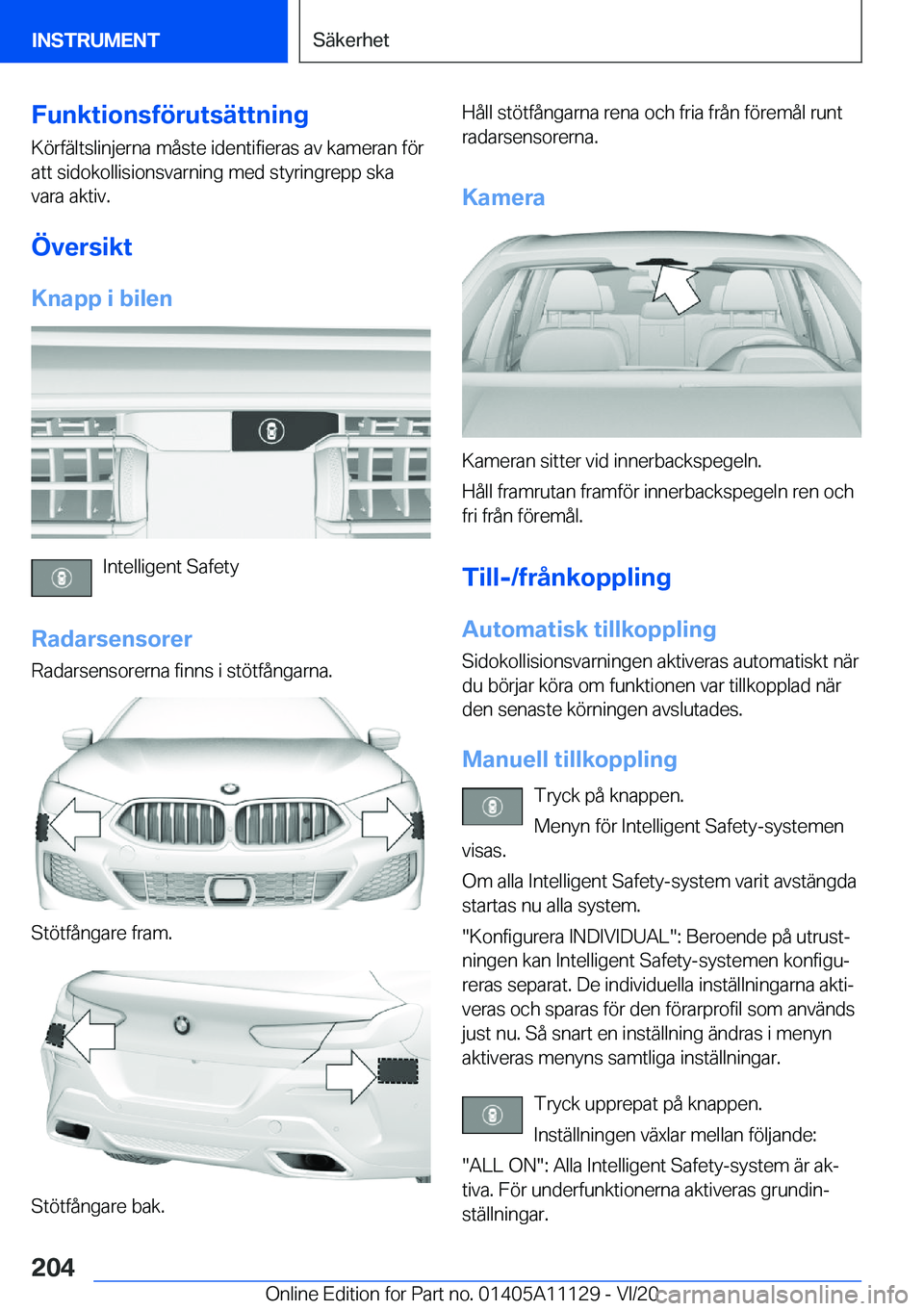 BMW 8 SERIES COUPE 2021  InstruktionsbÖcker (in Swedish) �F�u�n�k�t�i�o�n�s�f�