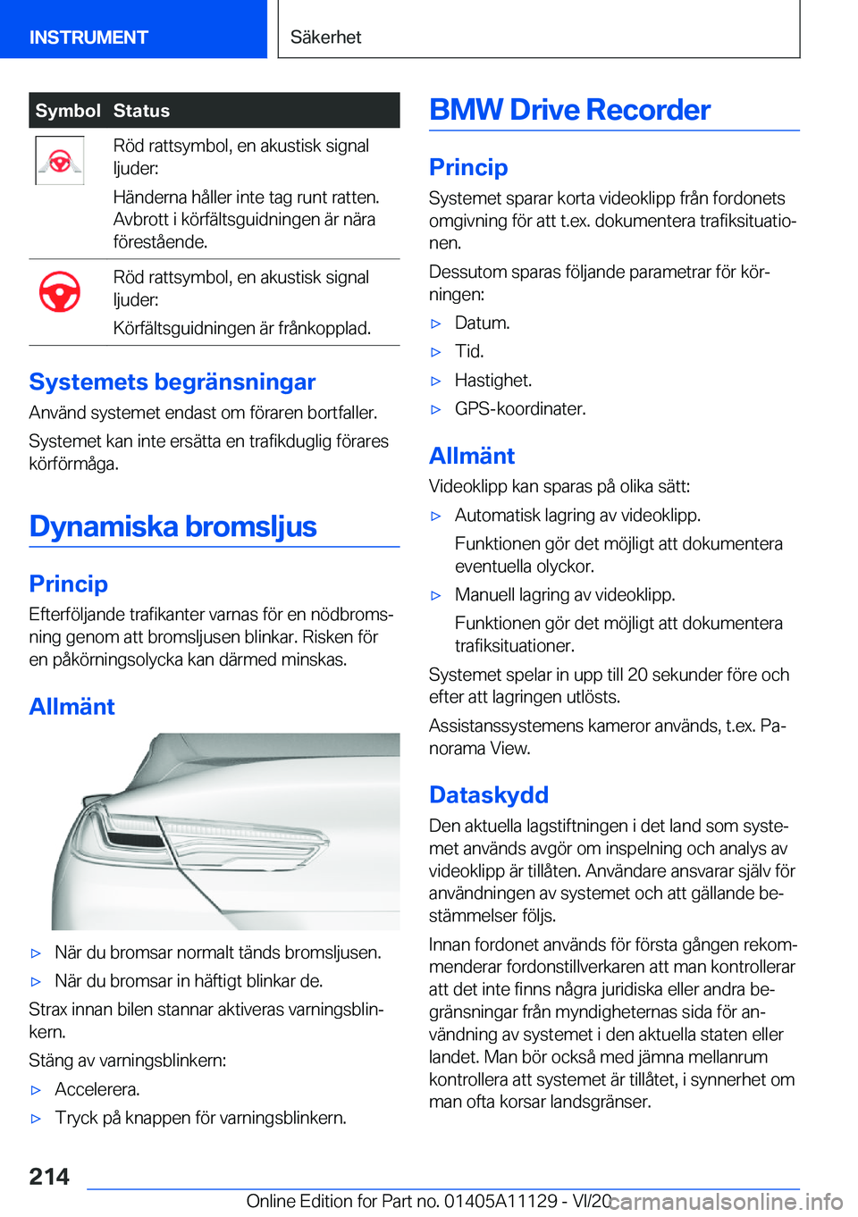 BMW 8 SERIES COUPE 2021  InstruktionsbÖcker (in Swedish) �S�y�m�b�o�l�S�t�a�t�u�s�R�