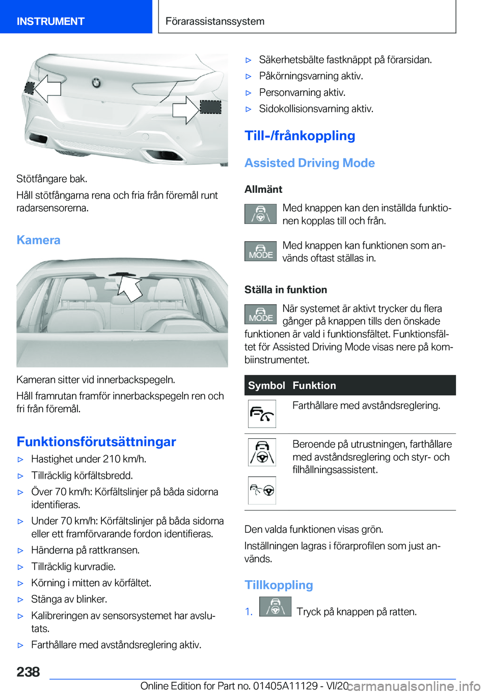 BMW 8 SERIES COUPE 2021  InstruktionsbÖcker (in Swedish) �S�t�