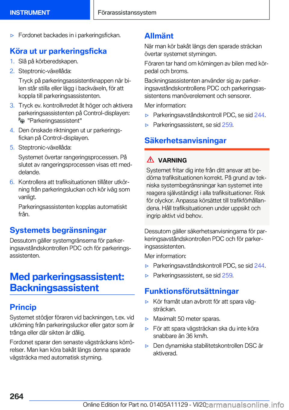 BMW 8 SERIES COUPE 2021  InstruktionsbÖcker (in Swedish) 'x�F�o�r�d�o�n�e�t��b�a�c�k�a�d�e�s��i�n��i��p�a�r�k�e�r�i�n�g�s�f�i�c�k�a�n�.
�K�