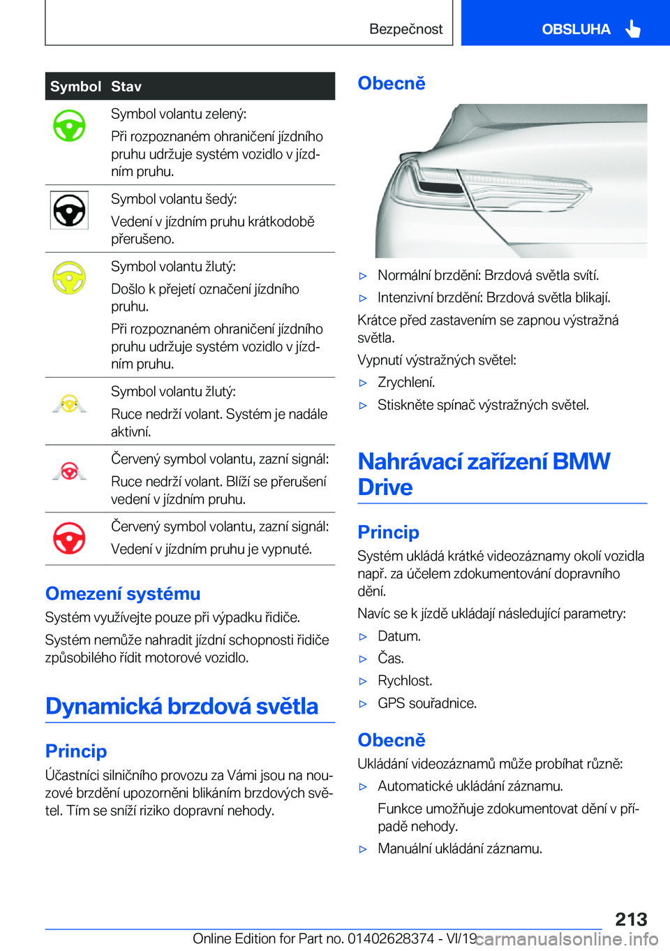 BMW 8 SERIES COUPE 2020  Návod na použití (in Czech) �S�y�m�b�o�l�S�t�a�v�S�y�m�b�o�l��v�o�l�a�n�t�u��z�e�l�e�n�ý�:
�P�i��r�o�z�p�o�z�n�a�n�