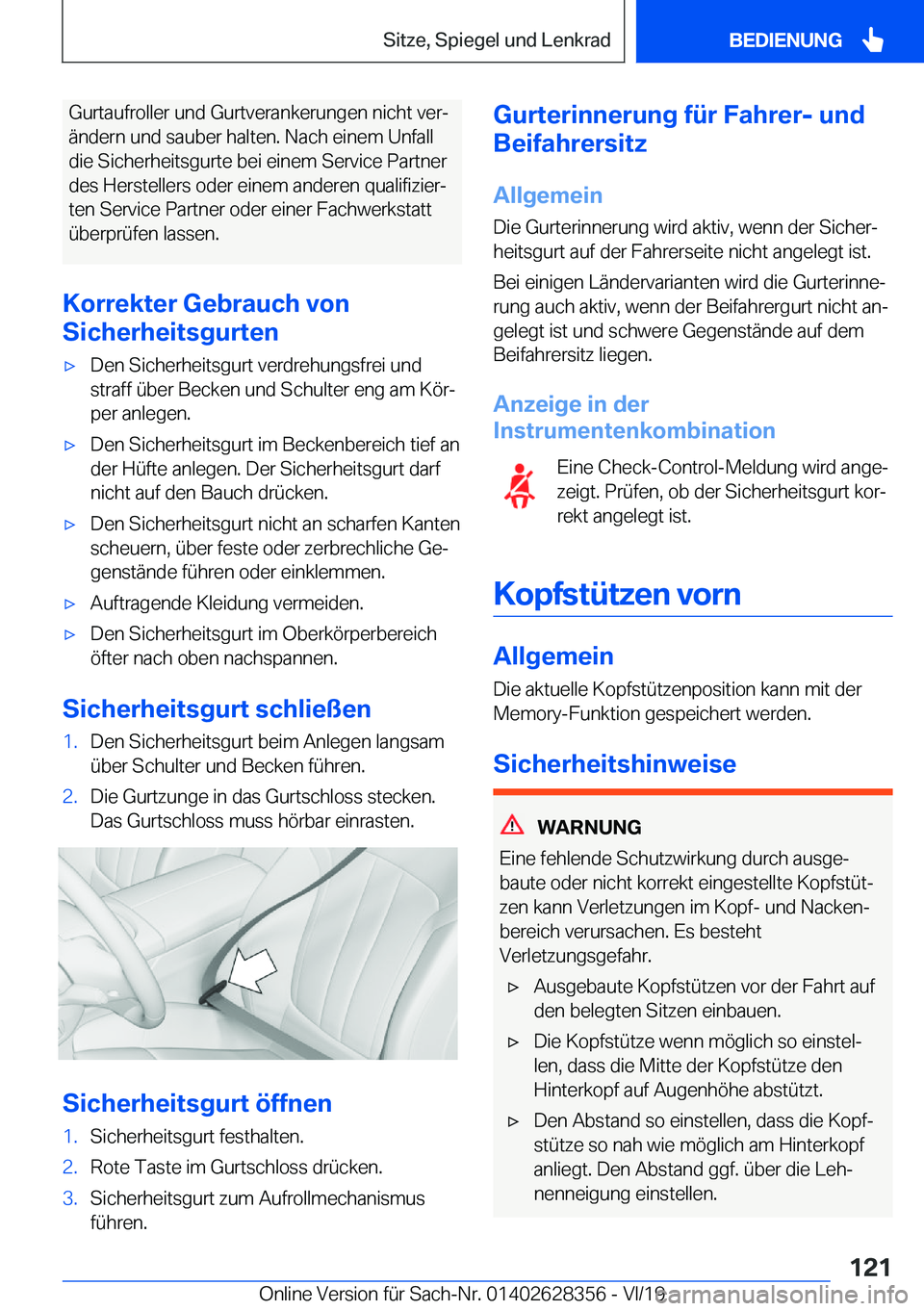 BMW 8 SERIES COUPE 2020  Betriebsanleitungen (in German) �G�u�r�t�a�u�f�r�o�l�l�e�r��u�n�d��G�u�r�t�v�e�r�a�n�k�e�r�u�n�g�e�n��n�i�c�h�t��v�e�rj�