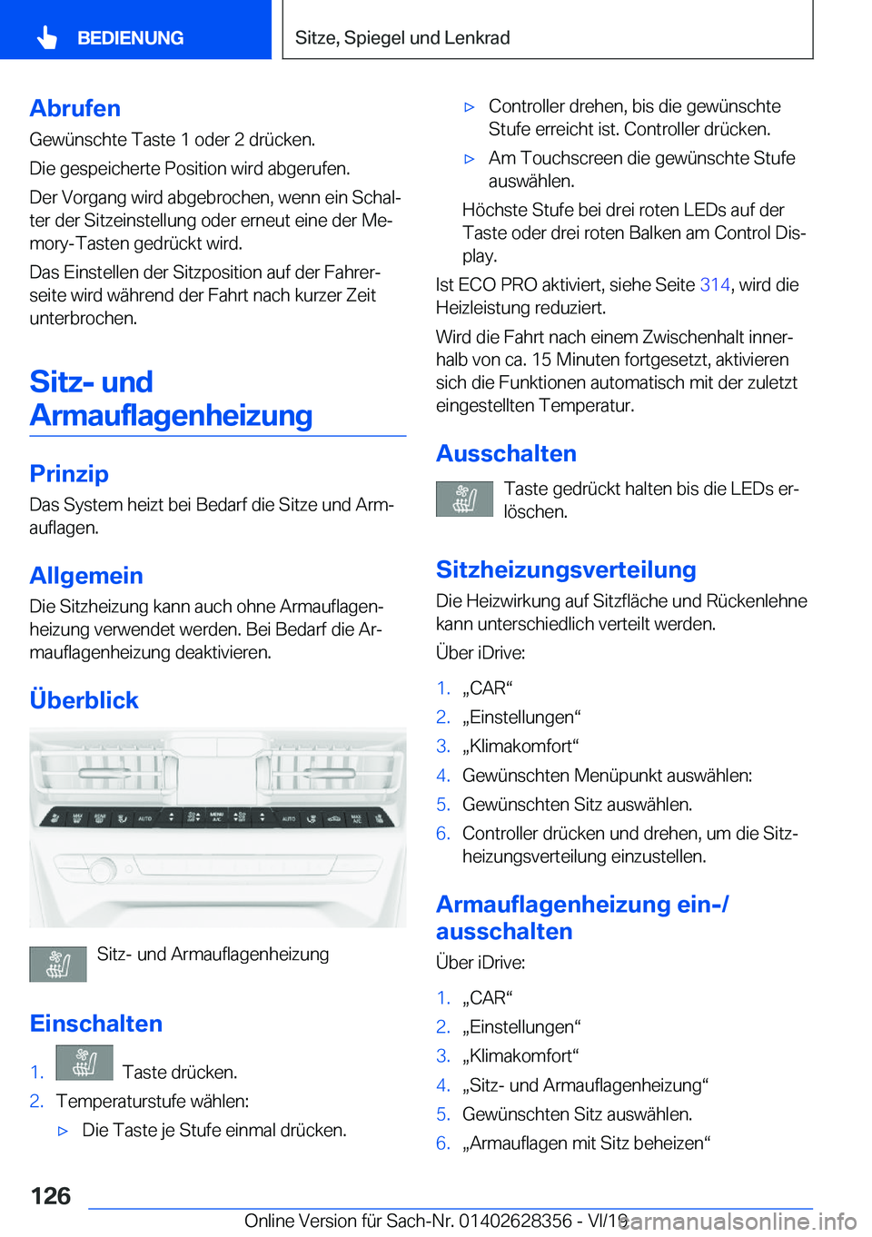 BMW 8 SERIES COUPE 2020  Betriebsanleitungen (in German) �A�b�r�u�f�e�n
�G�e�w�