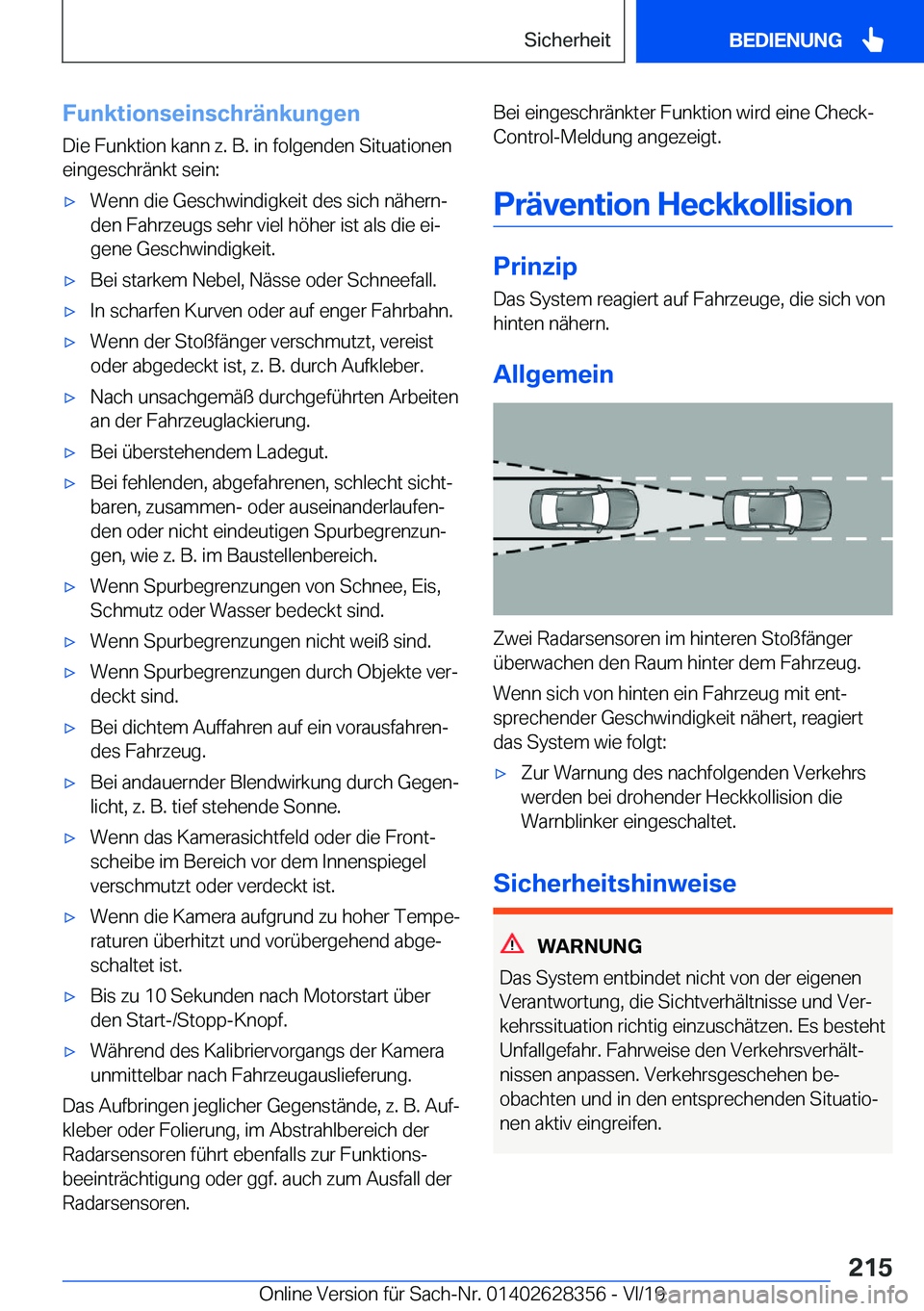 BMW 8 SERIES COUPE 2020  Betriebsanleitungen (in German) �F�u�n�k�t�i�o�n�s�e�i�n�s�c�h�r�