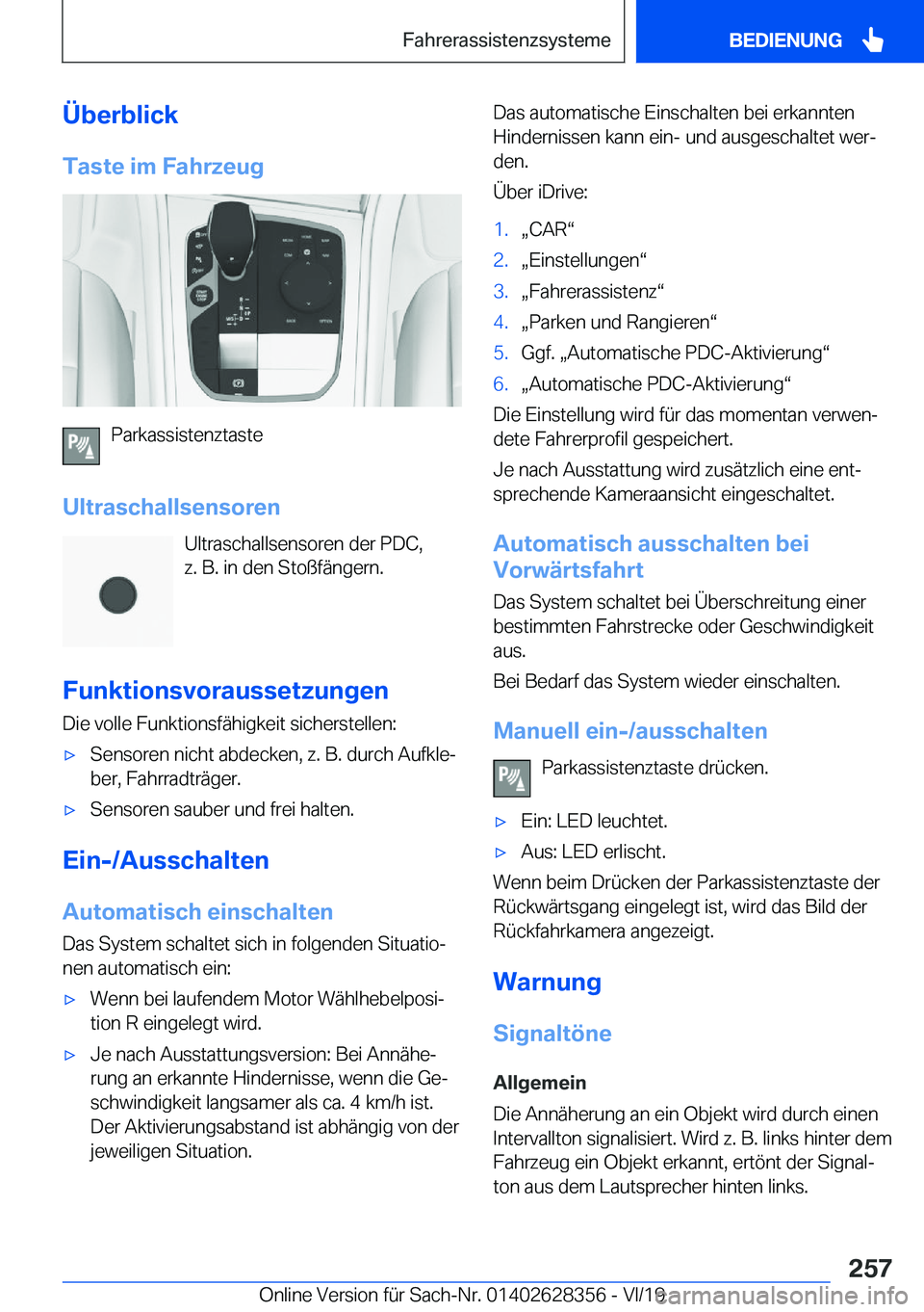 BMW 8 SERIES COUPE 2020  Betriebsanleitungen (in German) �