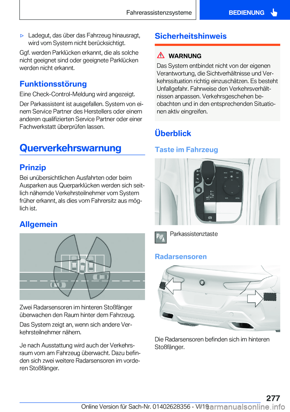 BMW 8 SERIES COUPE 2020  Betriebsanleitungen (in German) x�L�a�d�e�g�u�t�,��d�a�s��
