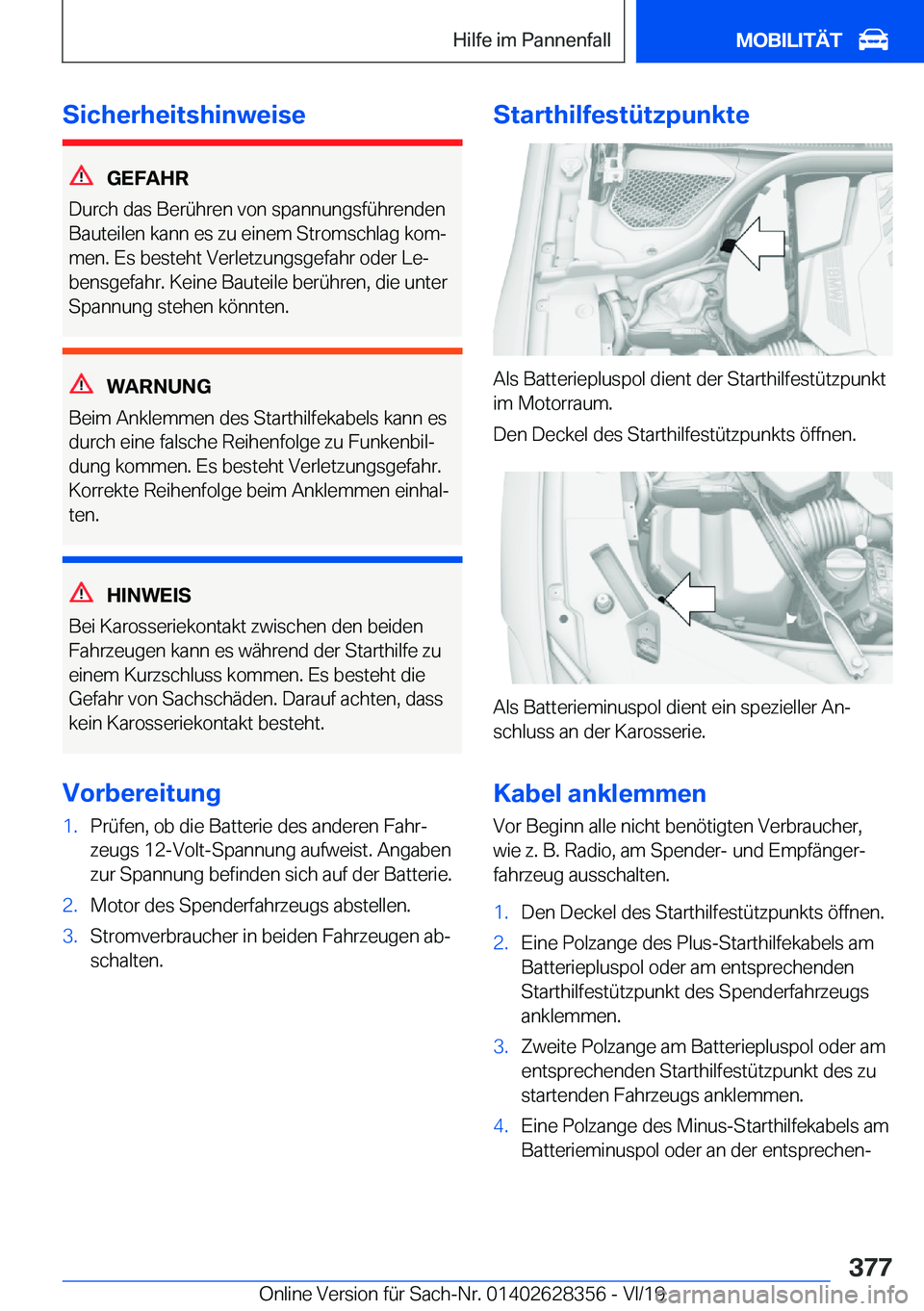 BMW 8 SERIES COUPE 2020  Betriebsanleitungen (in German) �S�i�c�h�e�r�h�e�i�t�s�h�i�n�w�e�i�s�e
�G�E�F�A�H�R
�D�u�r�c�h��d�a�s��B�e�r�