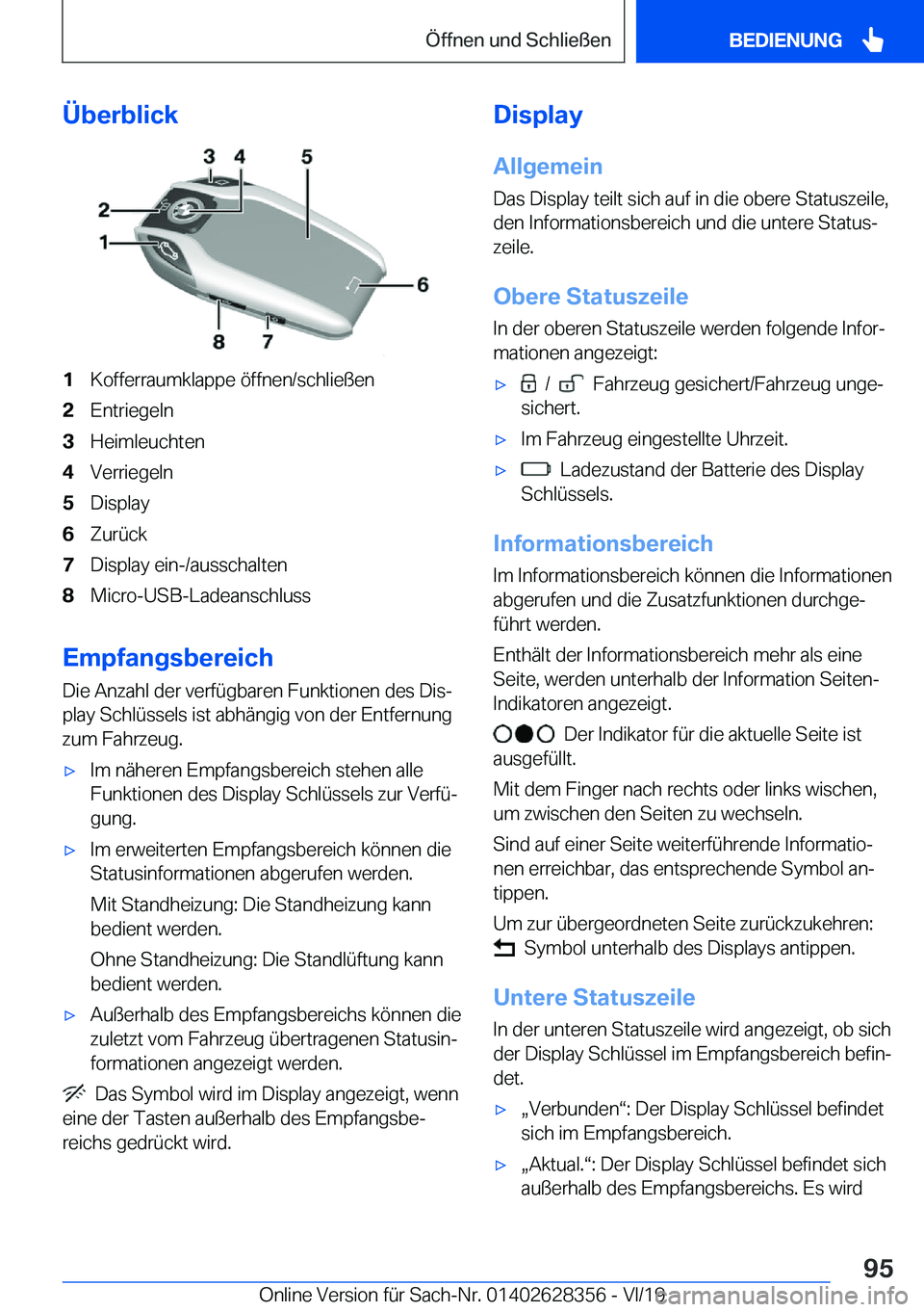 BMW 8 SERIES COUPE 2020  Betriebsanleitungen (in German) �