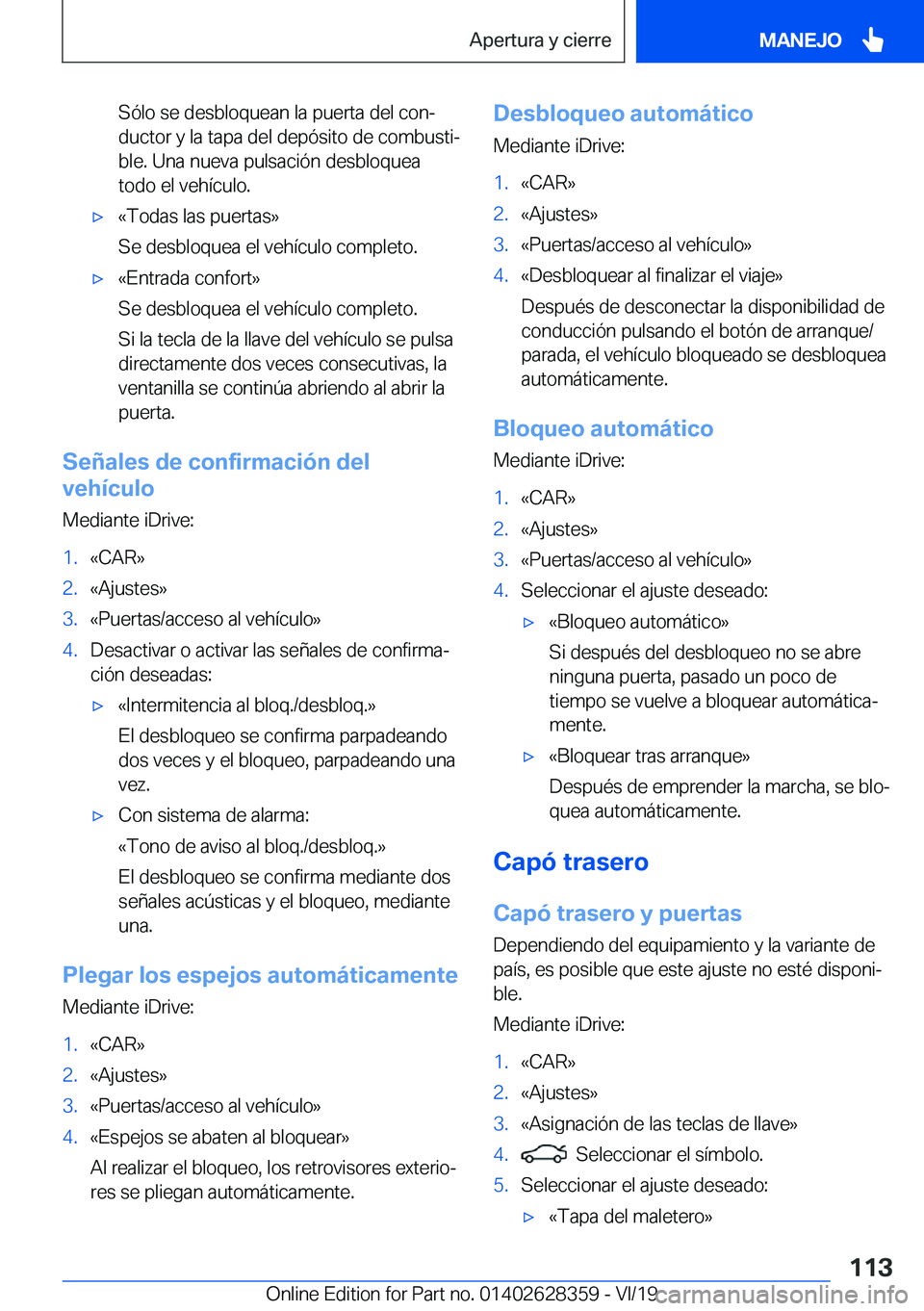 BMW 8 SERIES COUPE 2020  Manuales de Empleo (in Spanish) �S�