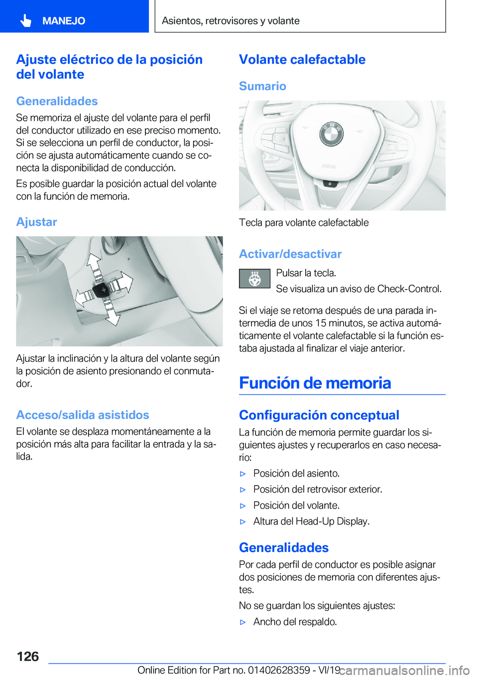 BMW 8 SERIES COUPE 2020  Manuales de Empleo (in Spanish) �A�j�u�s�t�e��e�l�