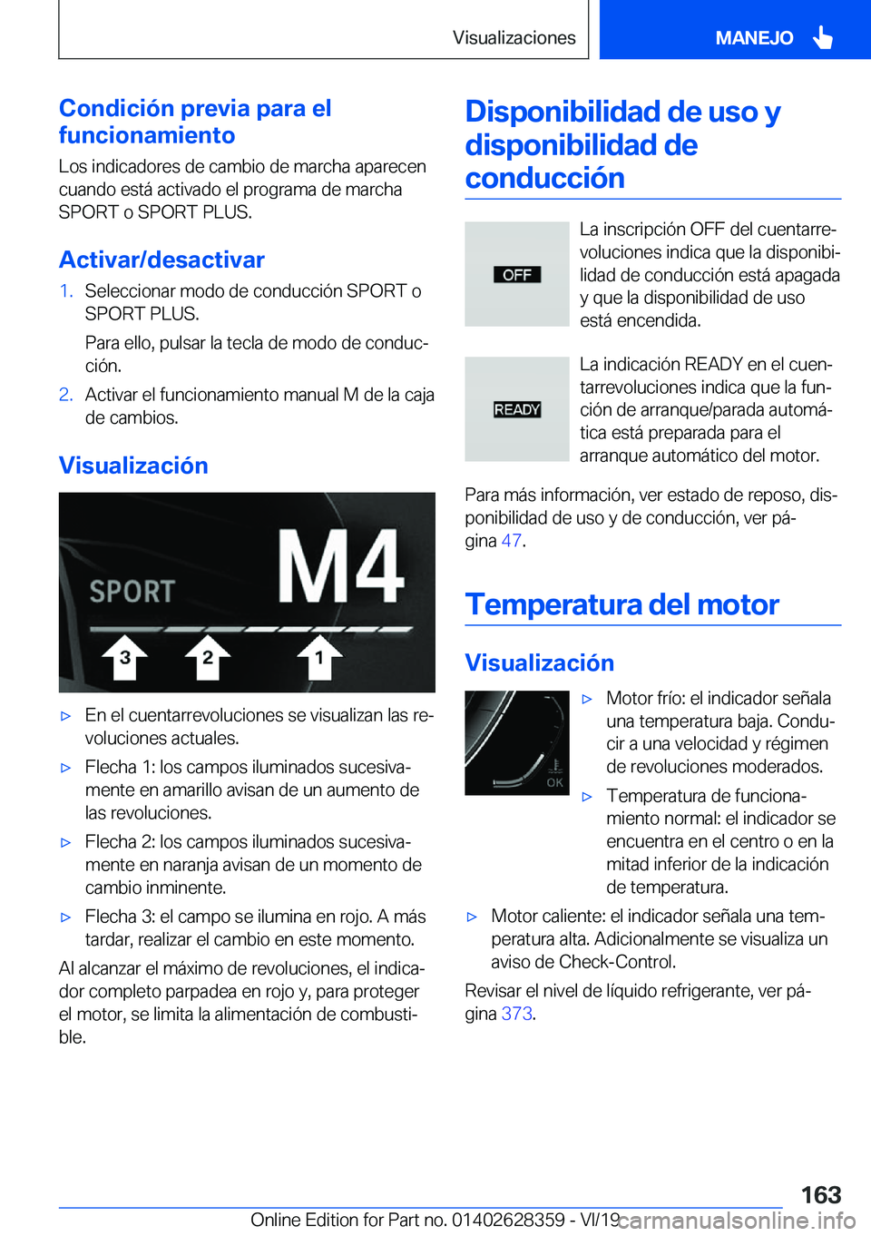 BMW 8 SERIES COUPE 2020  Manuales de Empleo (in Spanish) �C�o�n�d�i�c�i�