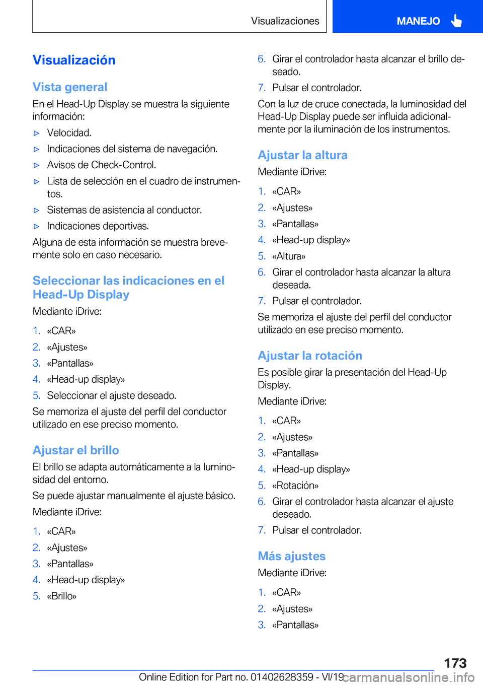 BMW 8 SERIES COUPE 2020  Manuales de Empleo (in Spanish) �V�i�s�u�a�l�i�z�a�c�i�