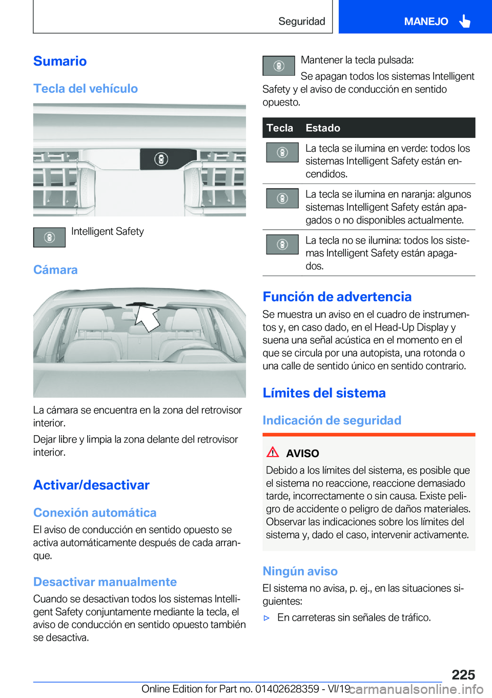 BMW 8 SERIES COUPE 2020  Manuales de Empleo (in Spanish) �S�u�m�a�r�i�o�T�e�c�l�a��d�e�l��v�e�h�