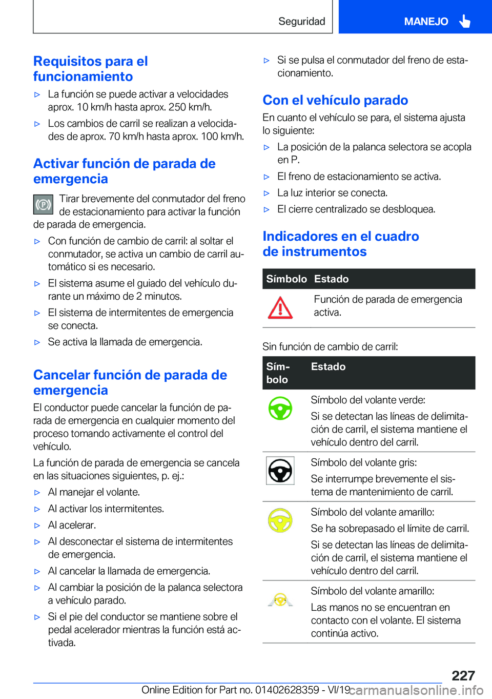BMW 8 SERIES COUPE 2020  Manuales de Empleo (in Spanish) �R�e�q�u�i�s�i�t�o�s��p�a�r�a��e�l
�f�u�n�c�i�o�n�a�m�i�e�n�t�ox�L�a��f�u�n�c�i�