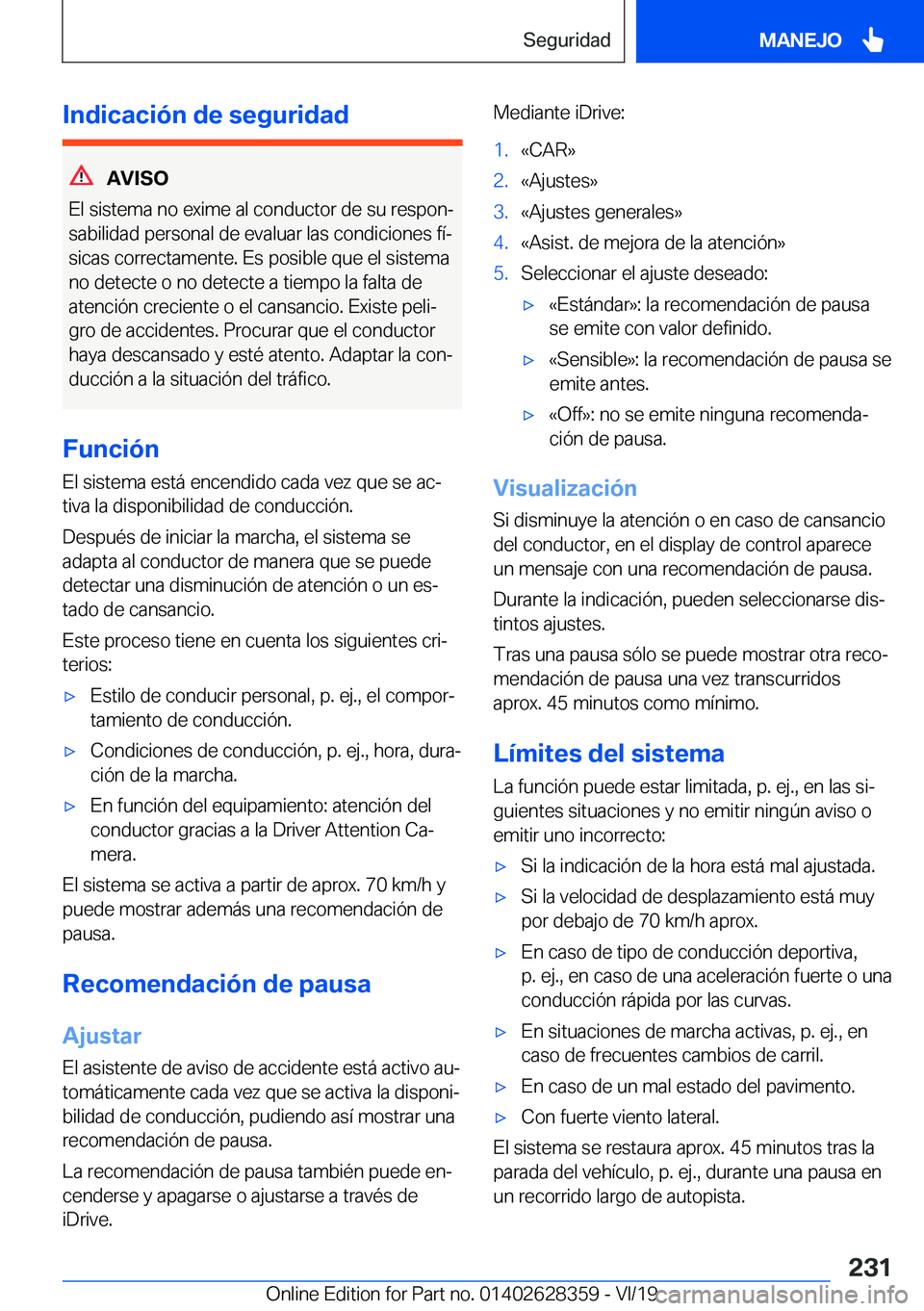 BMW 8 SERIES COUPE 2020  Manuales de Empleo (in Spanish) �I�n�d�i�c�a�c�i�