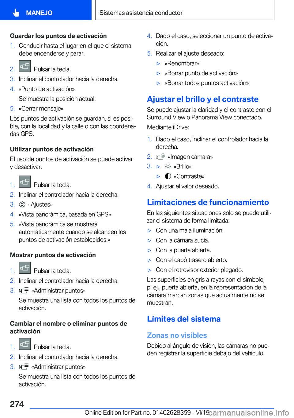 BMW 8 SERIES COUPE 2020  Manuales de Empleo (in Spanish) �G�u�a�r�d�a�r��l�o�s��p�u�n�t�o�s��d�e��a�c�t�i�v�a�c�i�
