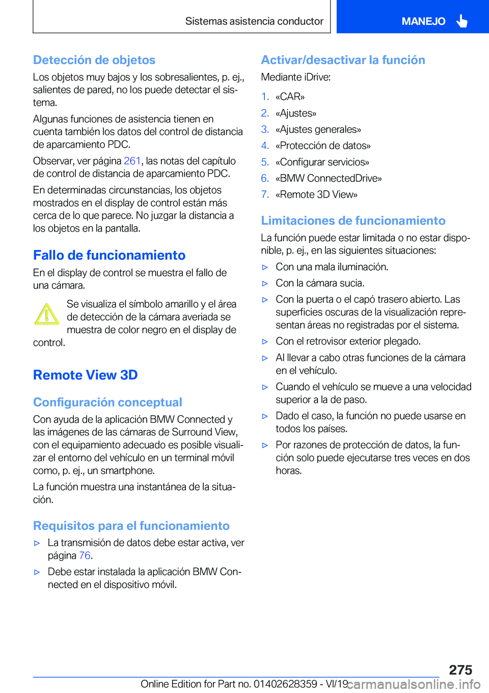 BMW 8 SERIES COUPE 2020  Manuales de Empleo (in Spanish) �D�e�t�e�c�c�i�