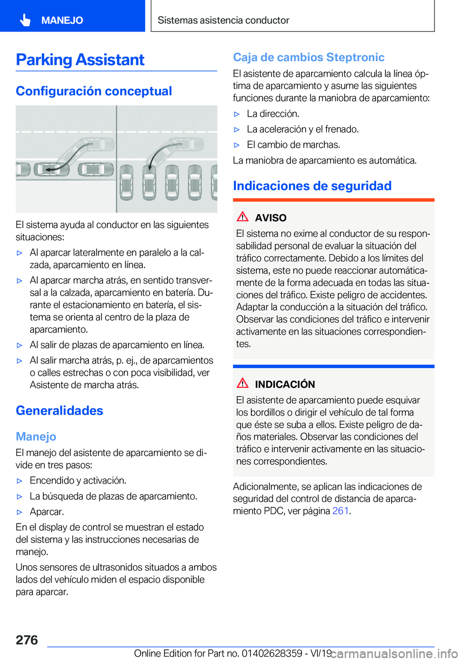 BMW 8 SERIES COUPE 2020  Manuales de Empleo (in Spanish) �P�a�r�k�i�n�g��A�s�s�i�s�t�a�n�t
�C�o�n�f�i�g�u�r�a�c�i�