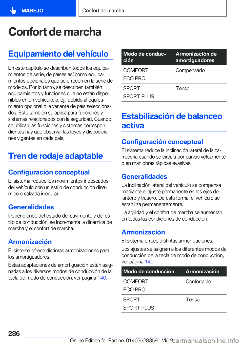 BMW 8 SERIES COUPE 2020  Manuales de Empleo (in Spanish) �C�o�n�f�o�r�t��d�e��m�a�r�c�h�a�E�q�u�i�p�a�m�i�e�n�t�o��d�e�l��v�e�h�