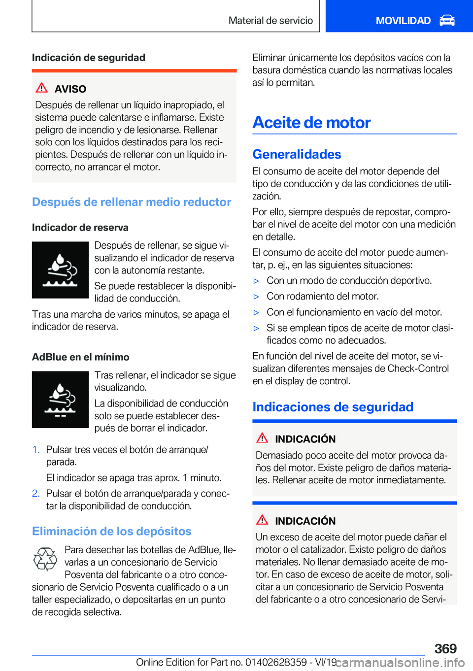 BMW 8 SERIES COUPE 2020  Manuales de Empleo (in Spanish) �I�n�d�i�c�a�c�i�