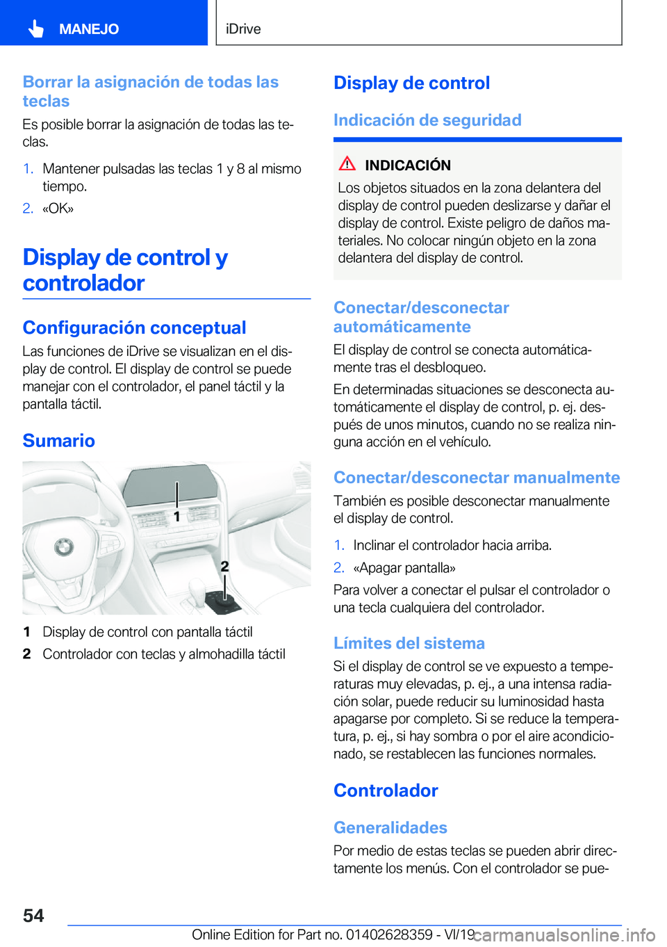 BMW 8 SERIES COUPE 2020  Manuales de Empleo (in Spanish) �B�o�r�r�a�r��l�a��a�s�i�g�n�a�c�i�