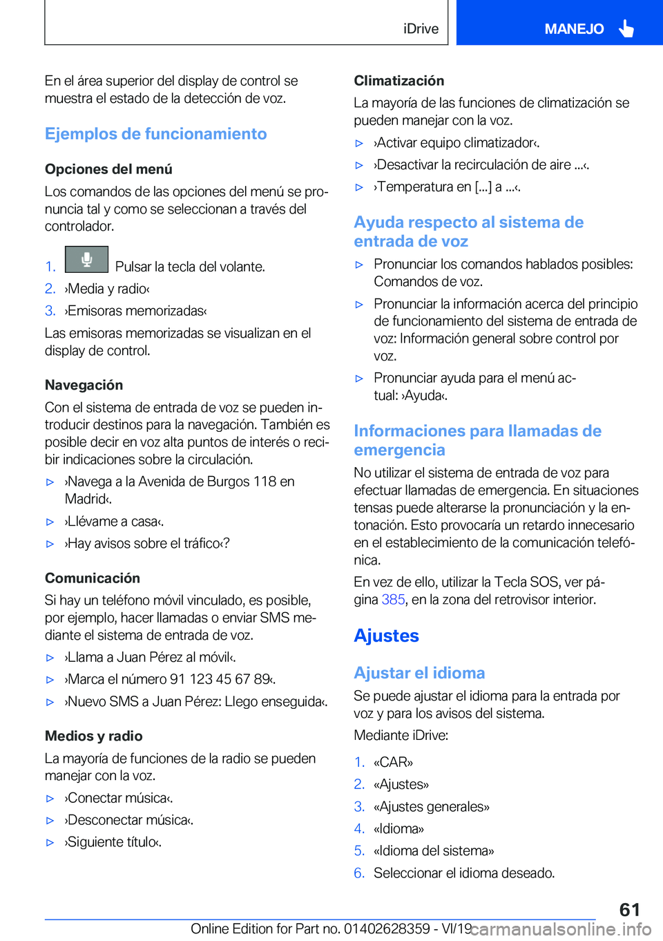 BMW 8 SERIES COUPE 2020  Manuales de Empleo (in Spanish) �E�n��e�l��
