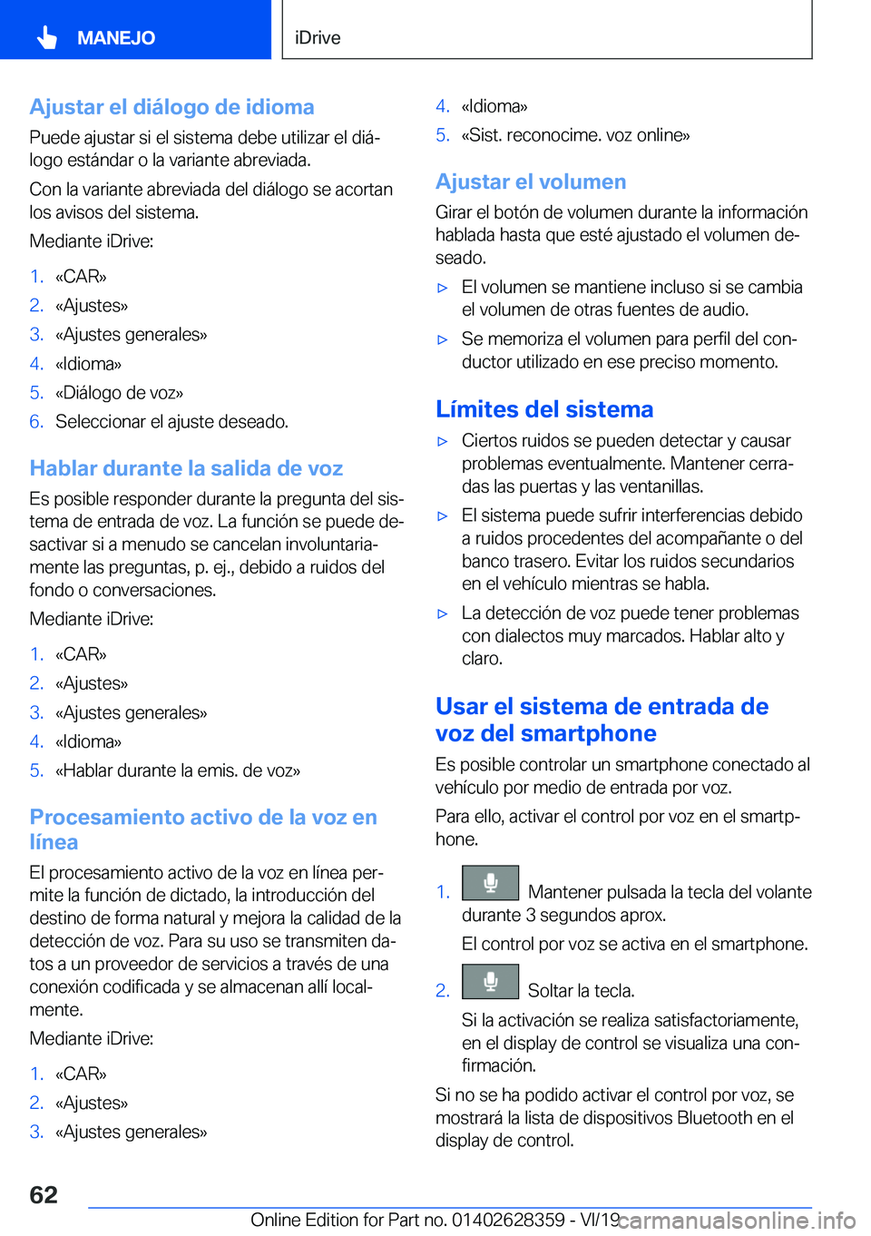 BMW 8 SERIES COUPE 2020  Manuales de Empleo (in Spanish) �A�j�u�s�t�a�r��e�l��d�i�