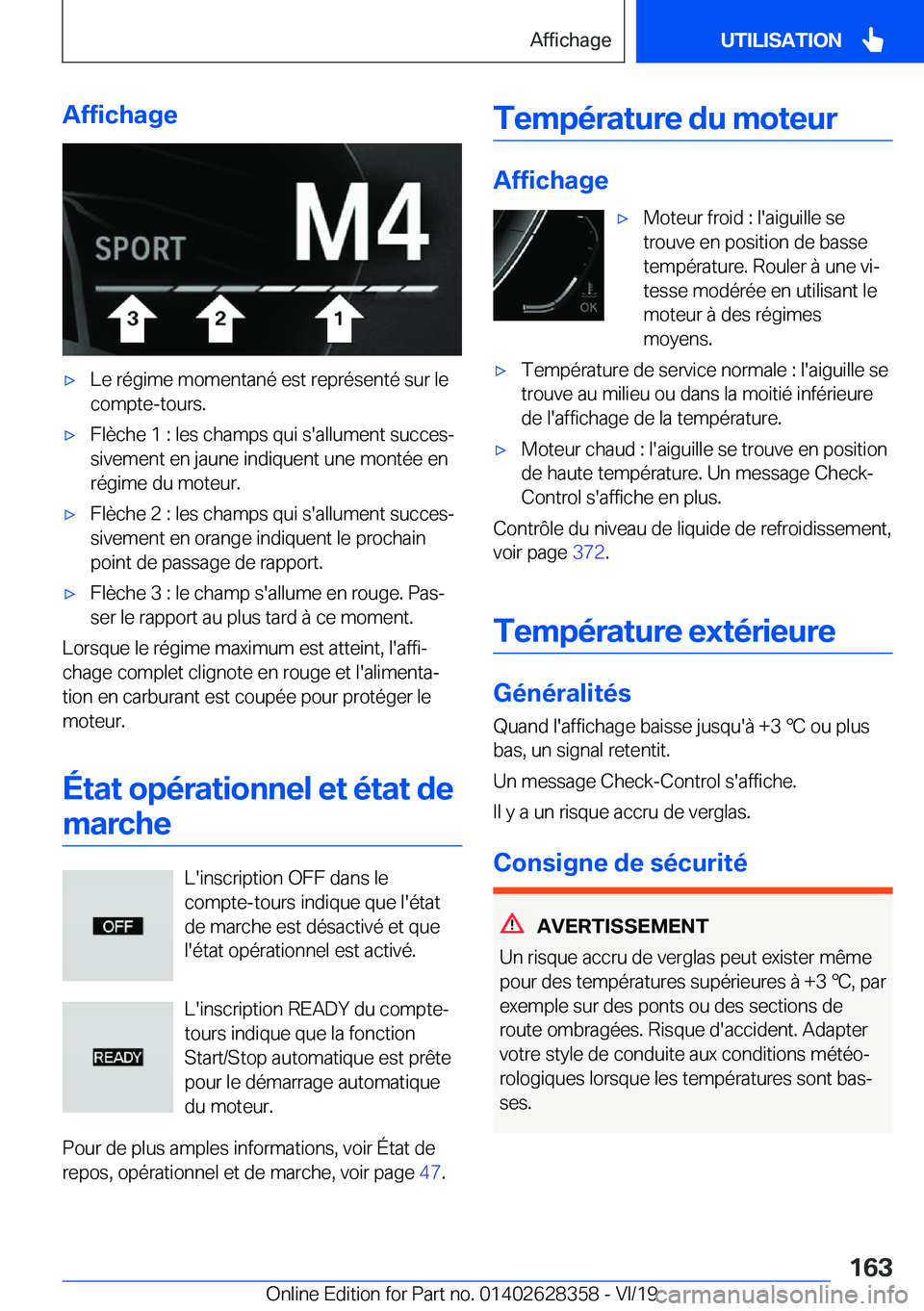 BMW 8 SERIES COUPE 2020  Notices Demploi (in French) �A�f�f�i�c�h�a�g�e'x�L�e��r�é�g�i�m�e��m�o�m�e�n�t�a�n�é��e�s�t��r�e�p�r�é�s�e�n�t�é��s�u�r��l�e�c�o�m�p�t�e�-�t�o�u�r�s�.'x�F�l�è�c�h�e��1��:��l�e�s��c�h�a�m�p�s��q�u�i��s�&#
