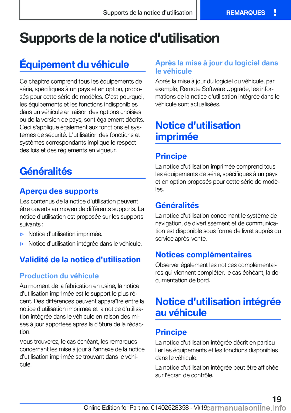 BMW 8 SERIES COUPE 2020  Notices Demploi (in French) �S�u�p�p�o�r�t�s��d�e��l�a��n�o�t�i�c�e��d�'�u�t�i�l�i�s�a�t�i�o�n�