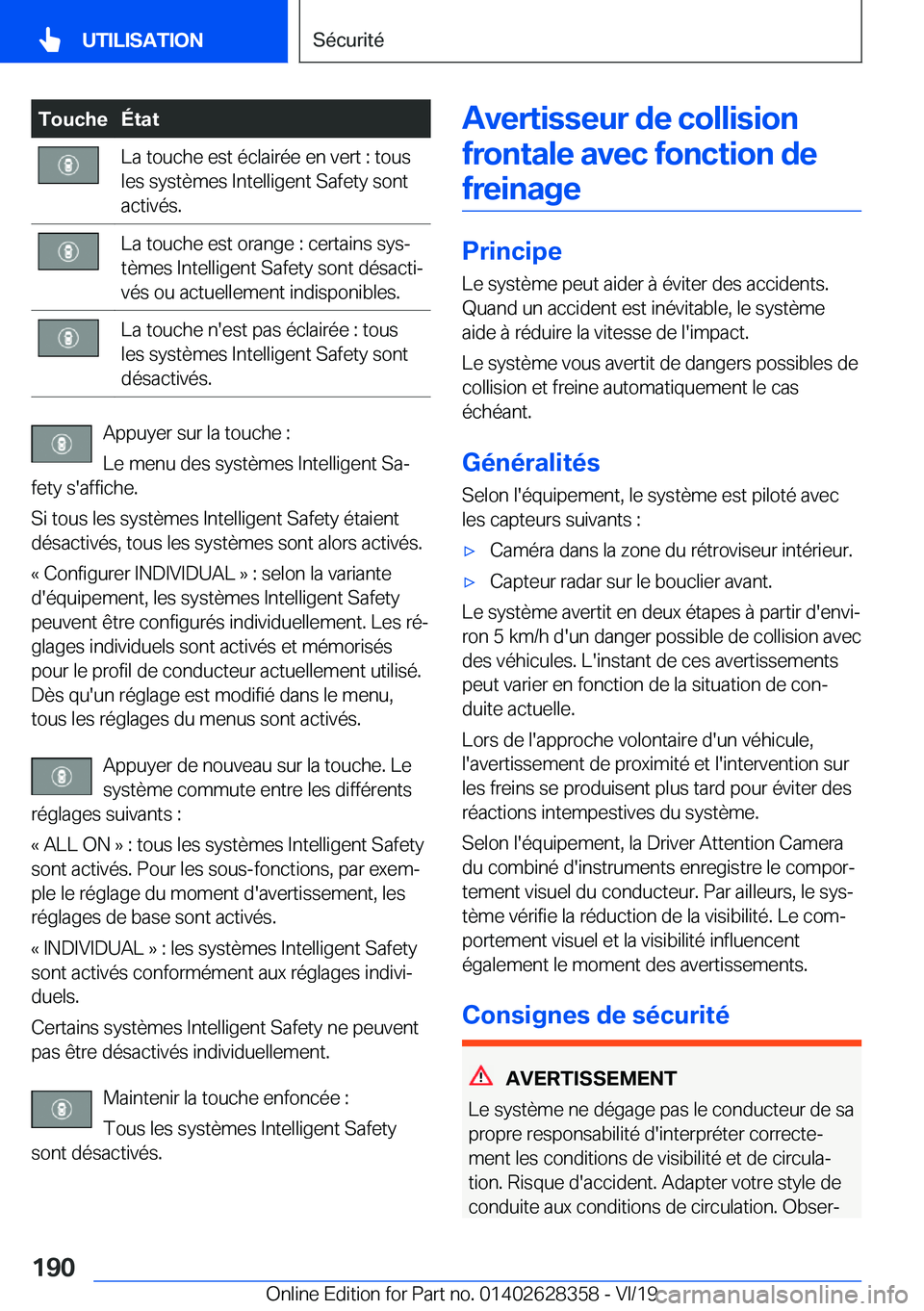 BMW 8 SERIES COUPE 2020  Notices Demploi (in French) �T�o�u�c�h�e�