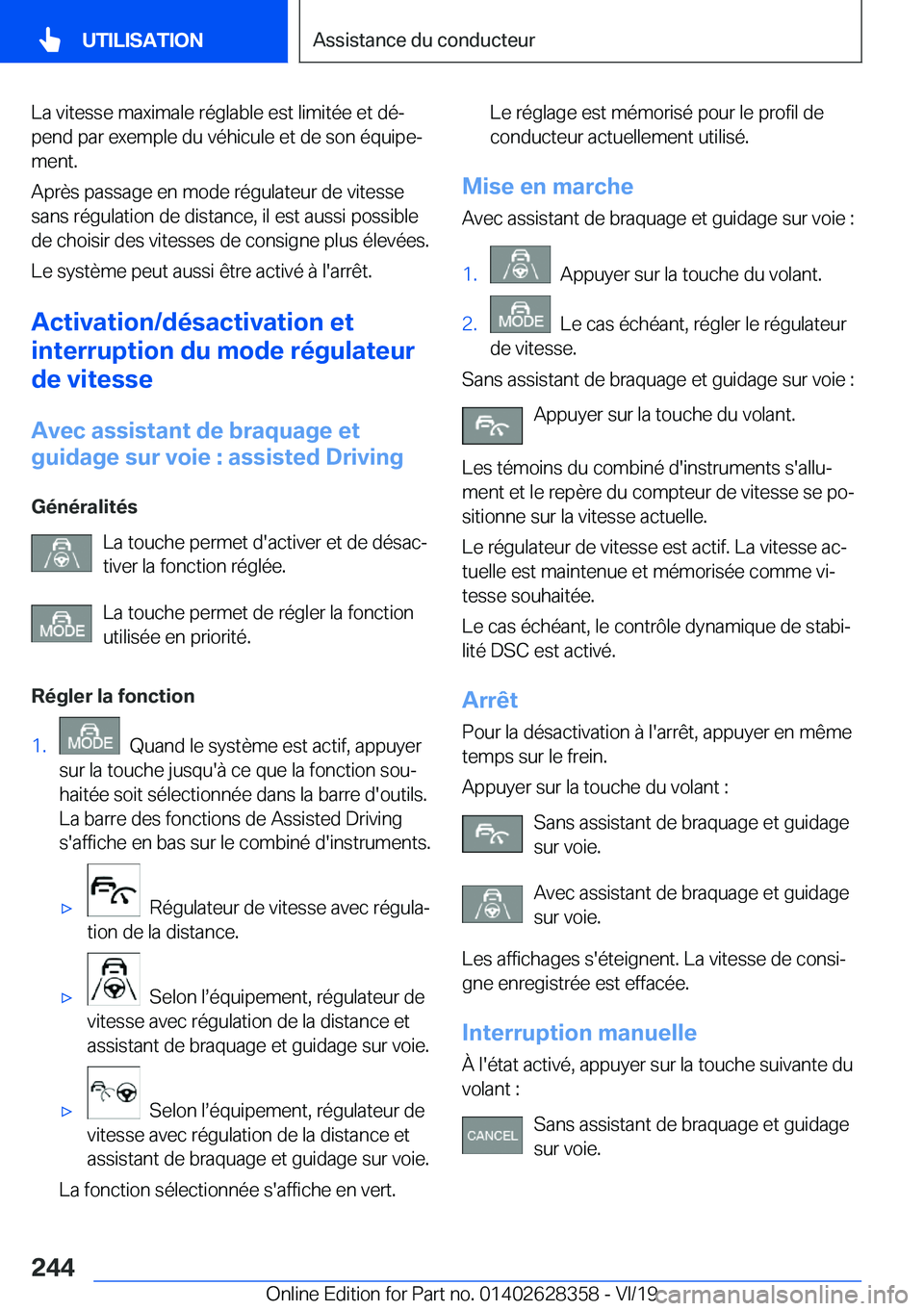 BMW 8 SERIES COUPE 2020  Notices Demploi (in French) �L�a��v�i�t�e�s�s�e��m�a�x�i�m�a�l�e��r�é�g�l�a�b�l�e��e�s�t��l�i�m�i�t�é�e��e�t��d�éj�p�e�n�d��p�a�r��e�x�e�m�p�l�e��d�u��v�é�h�i�c�u�l�e��e�t��d�e��s�o�n��é�q�u�i�p�ej
�m�e�n�t