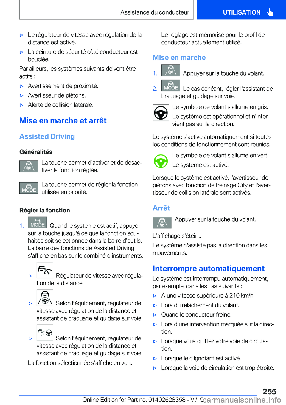 BMW 8 SERIES COUPE 2020  Notices Demploi (in French) 'x�L�e��r�é�g�u�l�a�t�e�u�r��d�e��v�i�t�e�s�s�e��a�v�e�c��r�é�g�u�l�a�t�i�o�n��d�e��l�a
�d�i�s�t�a�n�c�e��e�s�t��a�c�t�i�v�é�.'x�L�a��c�e�i�n�t�u�r�e��d�e��s�é�c�u�r�i�t�é��c