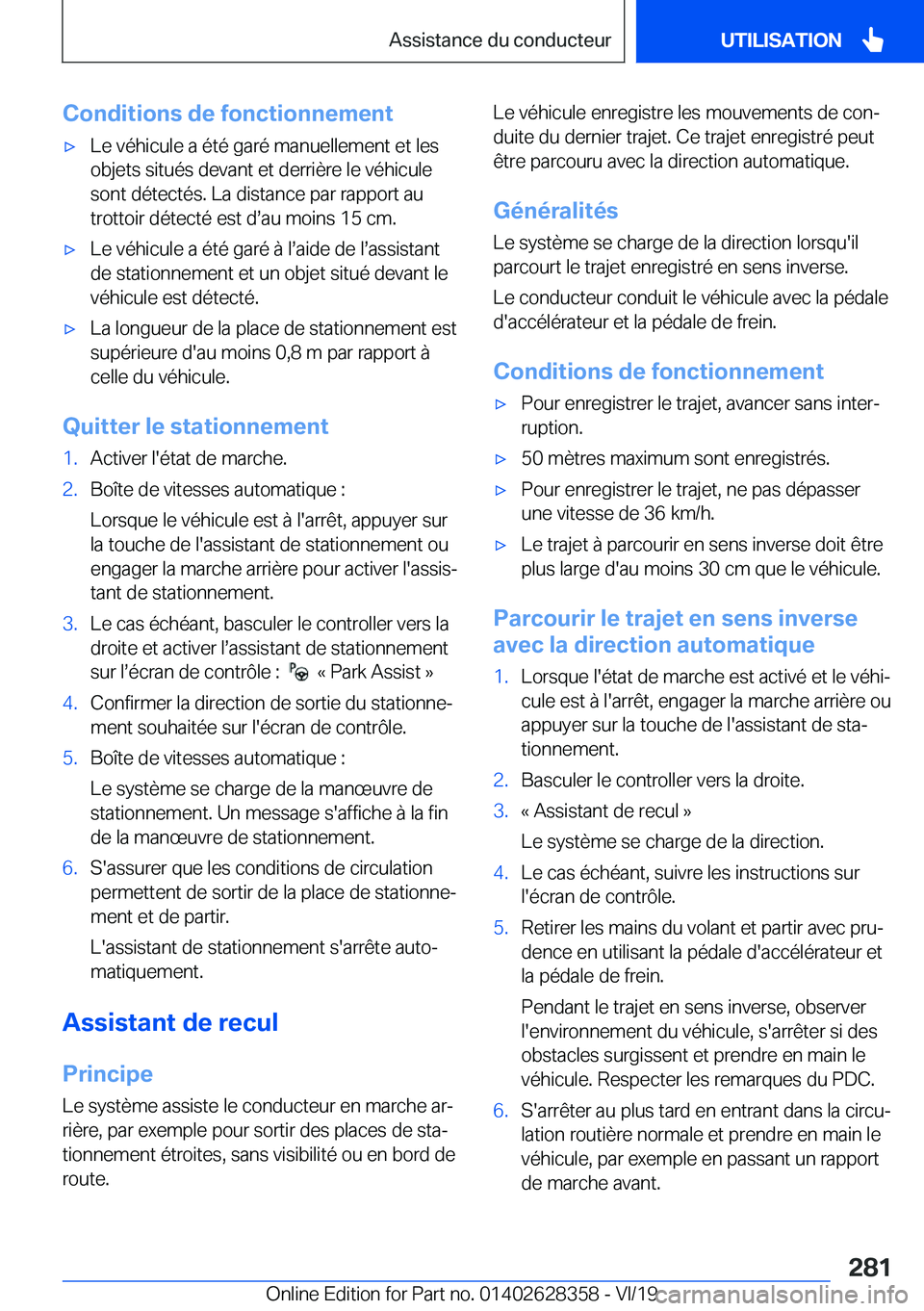 BMW 8 SERIES COUPE 2020  Notices Demploi (in French) �C�o�n�d�i�t�i�o�n�s��d�e��f�o�n�c�t�i�o�n�n�e�m�e�n�t'x�L�e��v�é�h�i�c�u�l�e��a��é�t�é��g�a�r�é��m�a�n�u�e�l�l�e�m�e�n�t��e�t��l�e�s
�o�b�j�e�t�s��s�i�t�u�é�s��d�e�v�a�n�t��e�t�