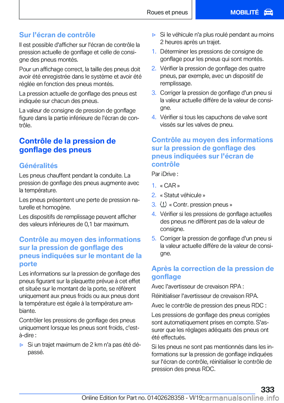 BMW 8 SERIES COUPE 2020  Notices Demploi (in French) �S�u�r��l�'�é�c�r�a�n��d�e��c�o�n�t�r�