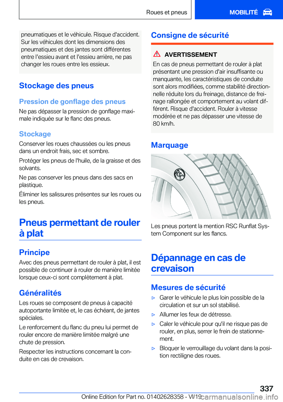 BMW 8 SERIES COUPE 2020  Notices Demploi (in French) �p�n�e�u�m�a�t�i�q�u�e�s��e�t��l�e��v�é�h�i�c�u�l�e�.��R�i�s�q�u�e��d�'�a�c�c�i�d�e�n�t�.
�S�u�r��l�e�s��v�é�h�i�c�u�l�e�s��d�o�n�t��l�e�s��d�i�m�e�n�s�i�o�n�s��d�e�s
�p�n�e�u�m�a�t�i