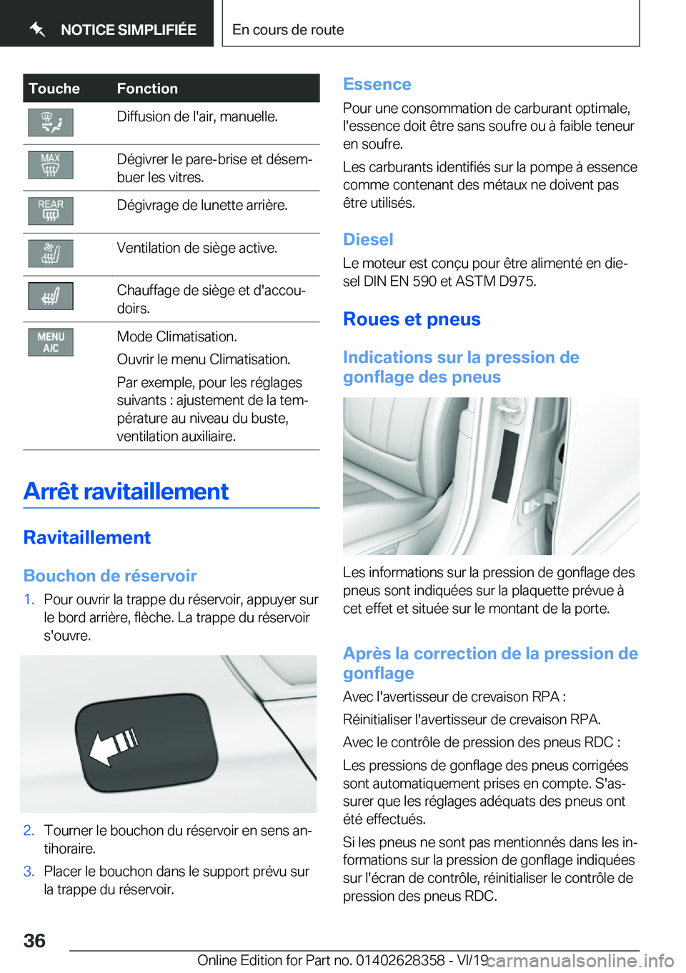 BMW 8 SERIES COUPE 2020  Notices Demploi (in French) �T�o�u�c�h�e�F�o�n�c�t�i�o�n�D�i�f�f�u�s�i�o�n��d�e��l�'�a�i�r�,��m�a�n�u�e�l�l�e�.�D�é�g�i�v�r�e�r��l�e��p�a�r�e�-�b�r�i�s�e��e�t��d�é�s�e�mj
�b�u�e�r��l�e�s��v�i�t�r�e�s�.�D�é�g�i�v