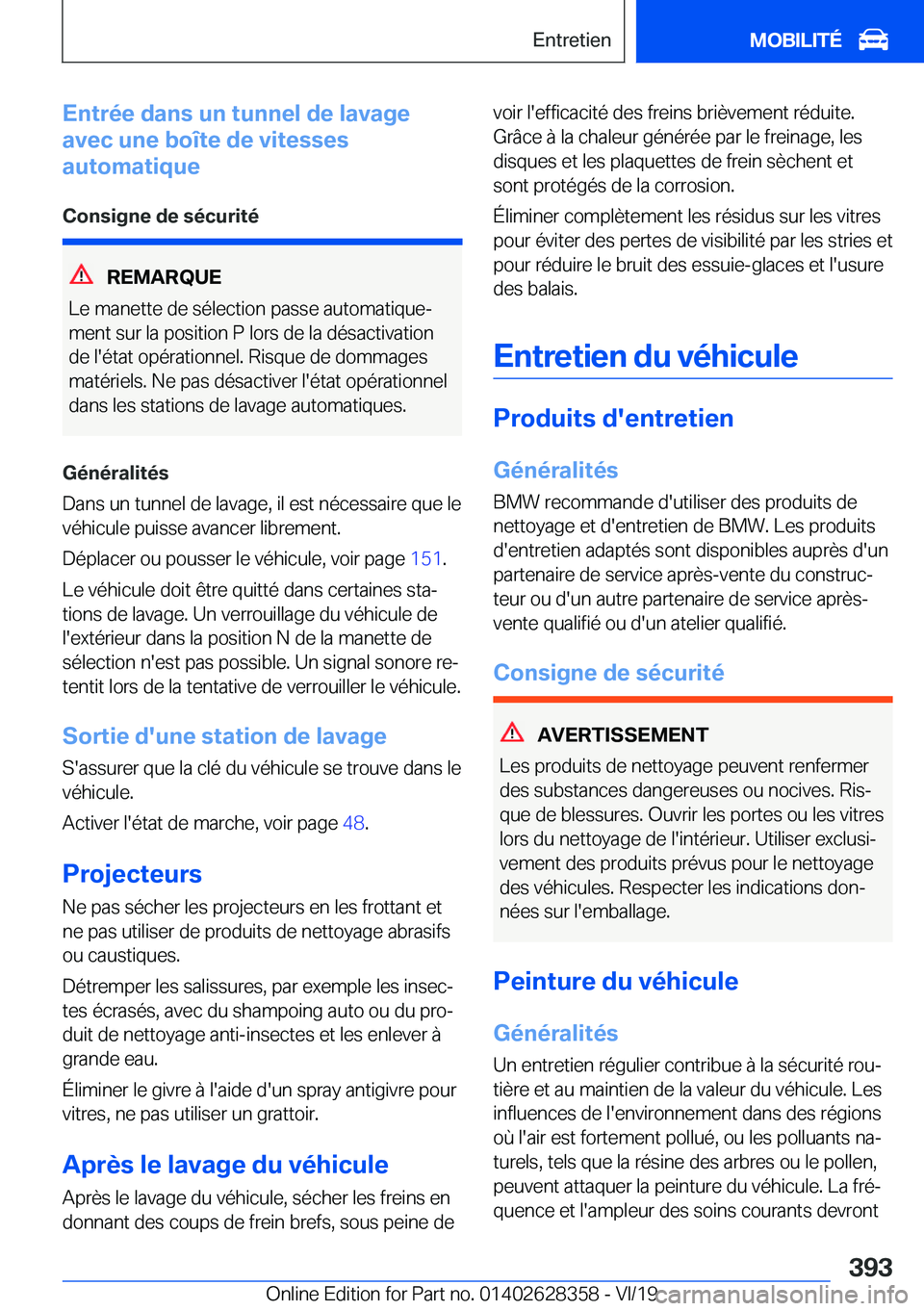 BMW 8 SERIES COUPE 2020  Notices Demploi (in French) �E�n�t�r�é�e��d�a�n�s��u�n��t�u�n�n�e�l��d�e��l�a�v�a�g�e
�a�v�e�c��u�n�e��b�o�
