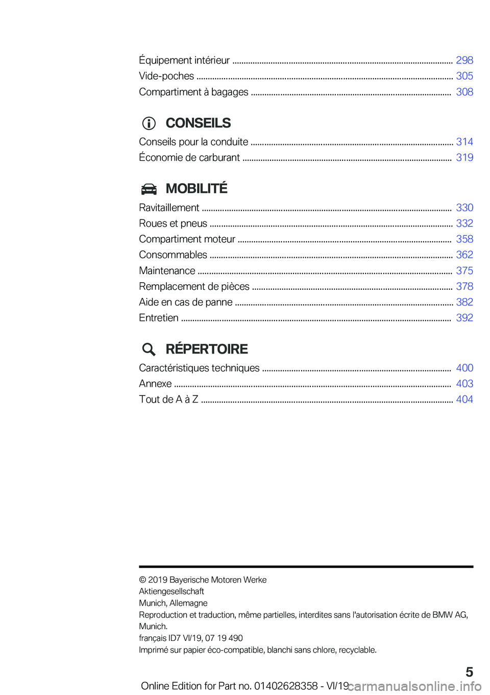 BMW 8 SERIES COUPE 2020  Notices Demploi (in French) �