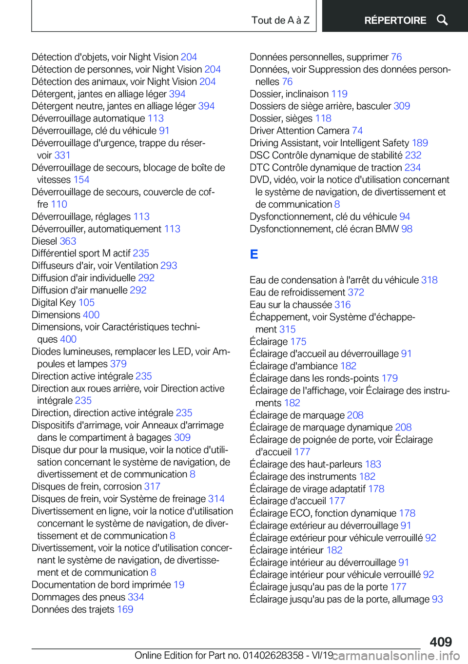 BMW 8 SERIES COUPE 2020  Notices Demploi (in French) �D�é�t�e�c�t�i�o�n��d�'�o�b�j�e�t�s�,��v�o�i�r��N�i�g�h�t��V�i�s�i�o�n��2�0�4�
�D�é�t�e�c�t�i�o�n��d�e��p�e�r�s�o�n�n�e�s�,��v�o�i�r��N�i�g�h�t��V�i�s�i�o�n� �2�0�4�
�D�é�t�e�c�t�i
