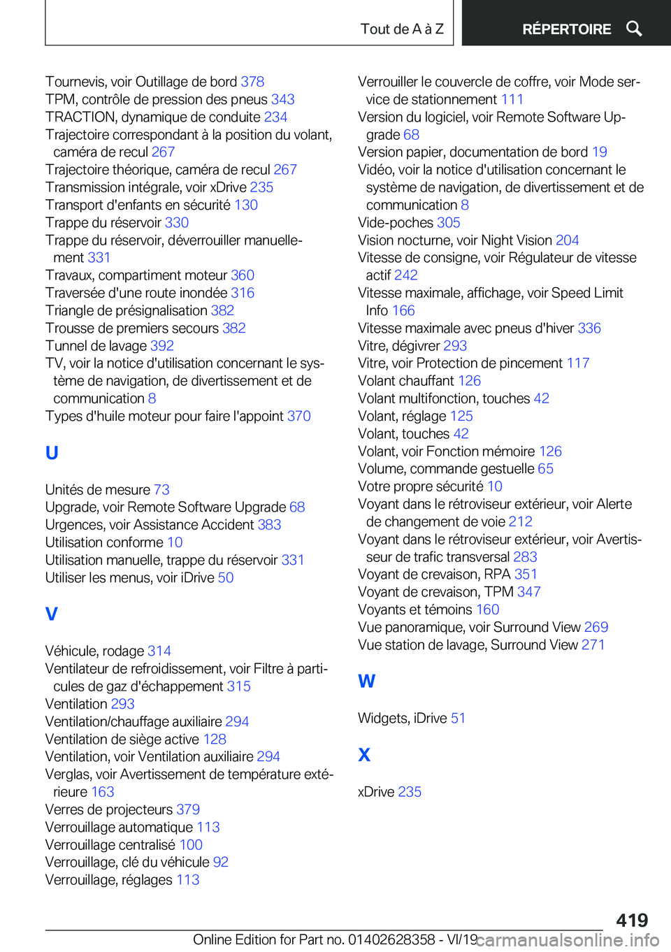 BMW 8 SERIES COUPE 2020  Notices Demploi (in French) �T�o�u�r�n�e�v�i�s�,��v�o�i�r��O�u�t�i�l�l�a�g�e��d�e��b�o�r�d��3�7�8�
�T�P�M�,��c�o�n�t�r�