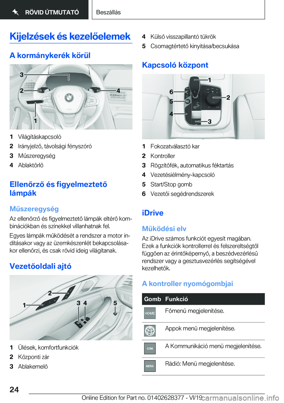 BMW 8 SERIES COUPE 2020  Kezelési útmutató (in Hungarian) �K�i�j�e�l�z�