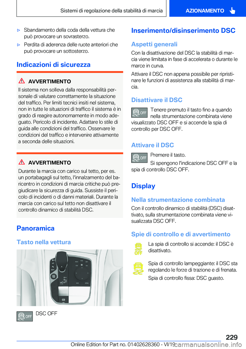 BMW 8 SERIES COUPE 2020  Libretti Di Uso E manutenzione (in Italian) 'x�S�b�a�n�d�a�m�e�n�t�o��d�e�l�l�a��c�o�d�a��d�e�l�l�a��v�e�t�t�u�r�a��c�h�e
�p�u�