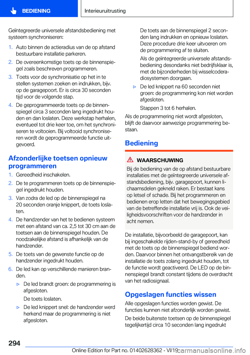 BMW 8 SERIES COUPE 2020  Instructieboekjes (in Dutch) �G�e�