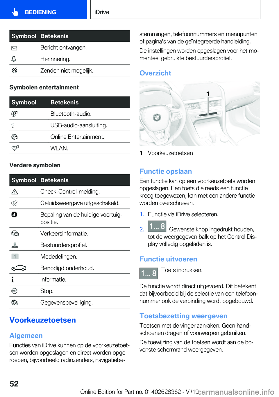 BMW 8 SERIES COUPE 2020  Instructieboekjes (in Dutch) �S�y�m�b�o�o�l�B�e�t�e�k�e�n�i�s��B�e�r�i�c�h�t��o�n�t�v�a�n�g�e�n�.��H�e�r�i�n�n�e�r�i�n�g�.��Z�e�n�d�e�n��n�i�e�t��m�o�g�e�l�i�j�k�.
�S�y�m�b�o�l�e�n��e�n�t�e�r�t�a�i�n�m�e�n�t
�S�y�m�b�o�o�l