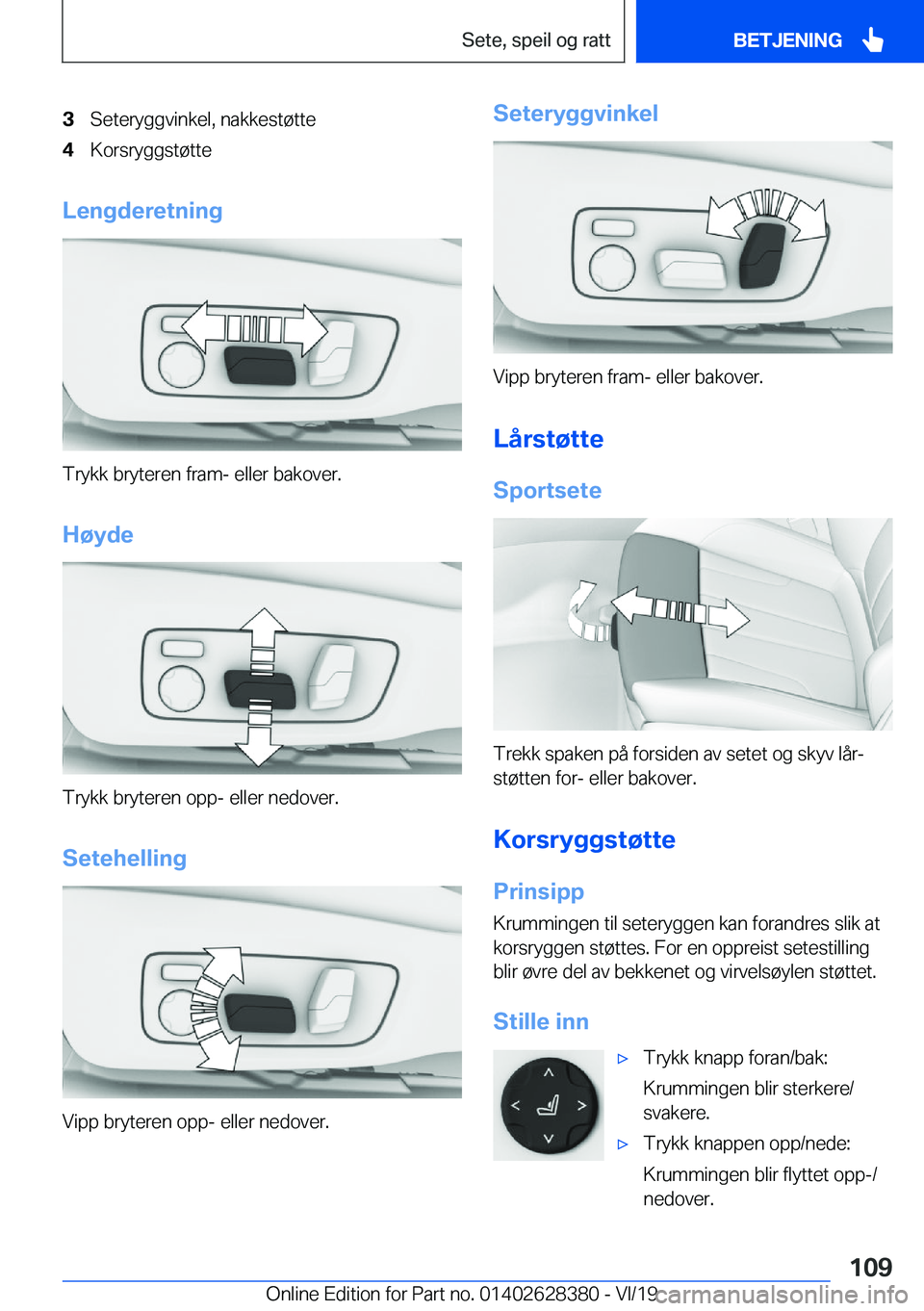 BMW 8 SERIES COUPE 2020  InstruksjonsbØker (in Norwegian) �3�S�e�t�e�r�y�g�g�v�i�n�k�e�l�,��n�a�k�k�e�s�t�