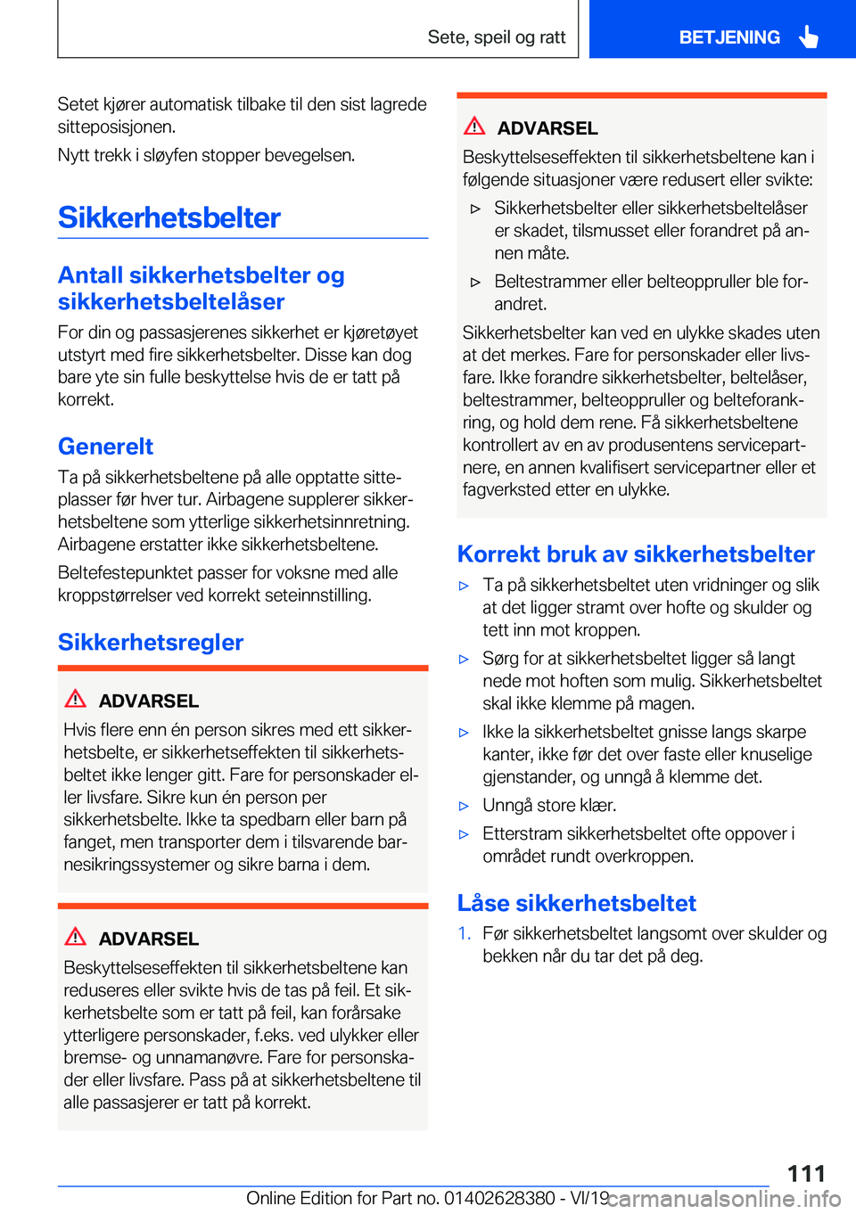 BMW 8 SERIES COUPE 2020  InstruksjonsbØker (in Norwegian) �S�e�t�e�t��k�j�