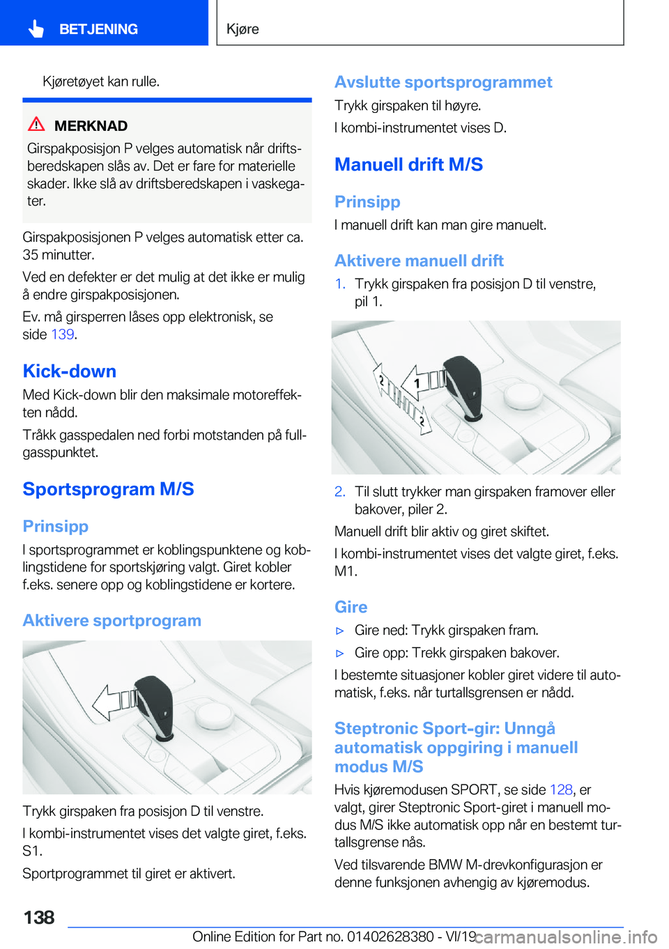 BMW 8 SERIES COUPE 2020  InstruksjonsbØker (in Norwegian) �K�j�
