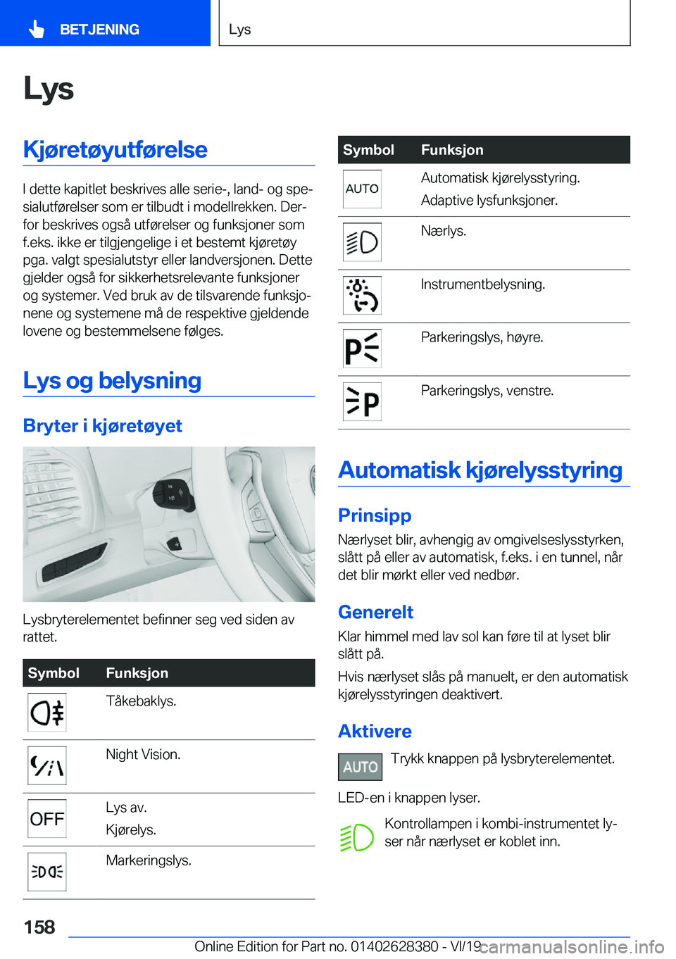 BMW 8 SERIES COUPE 2020  InstruksjonsbØker (in Norwegian) �L�y�s�K�j�