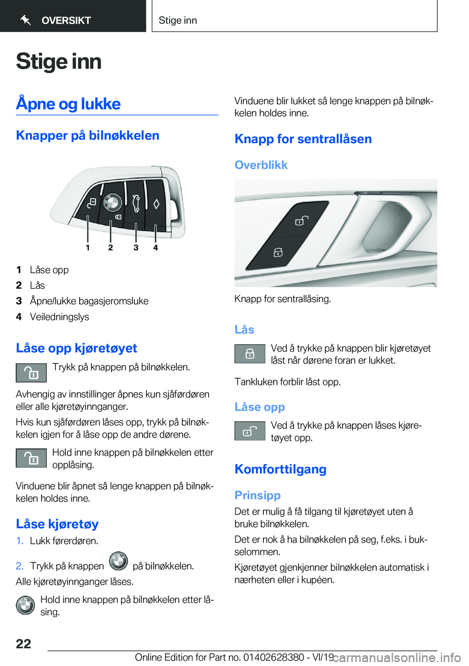 BMW 8 SERIES COUPE 2020  InstruksjonsbØker (in Norwegian) �S�t�i�g�e��i�n�n�